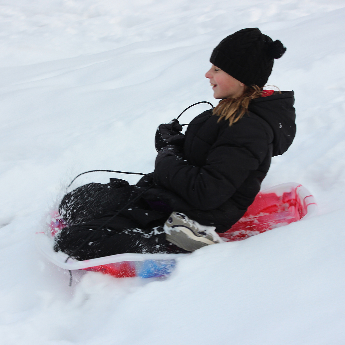 thumbnail video image 2 of Emsco SnoSprint Racer Sled with Tie-Dye Pattern and Enhanced Safety by EMSCO, 2 of 10