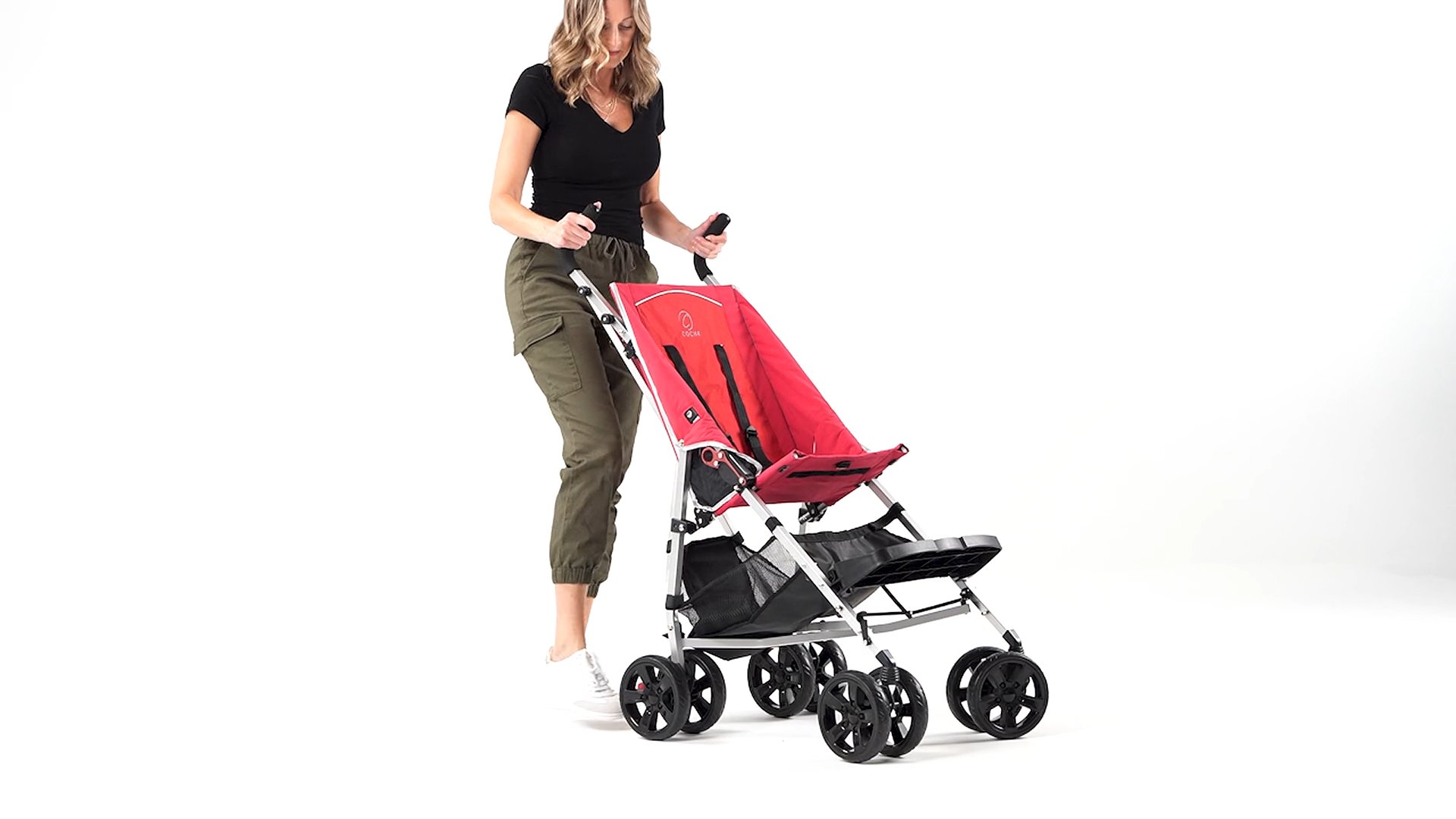thumbnail video image 2 of Coche XL Special Needs Stroller With Hood, Lightweight Umbrella Pushchair for Older Child, Disability Stroller, Easy Folding Aluminum Frame, 2 of 14