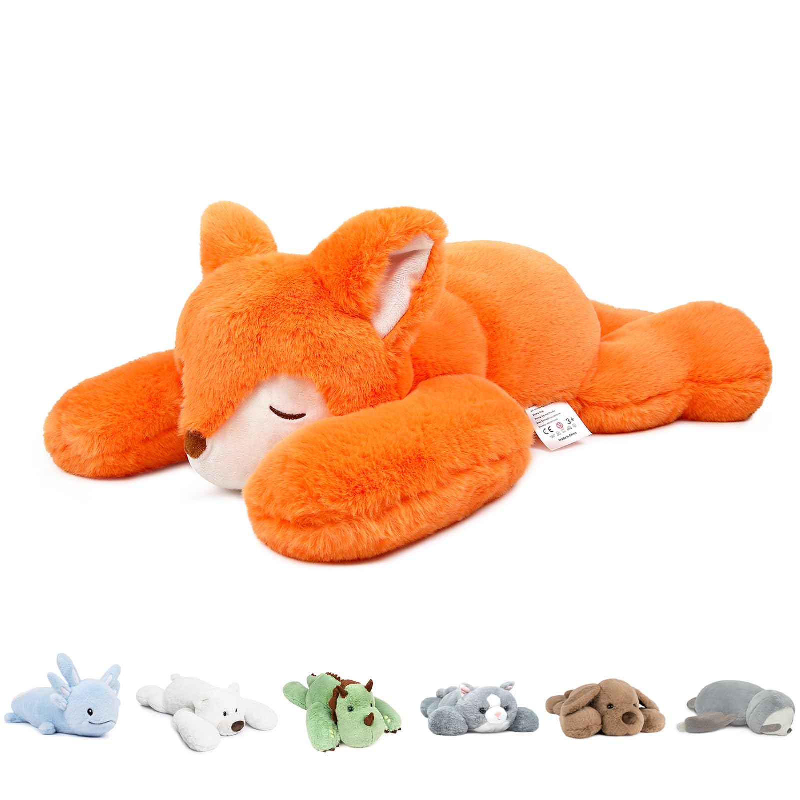 thumbnail video image 2 of Niuniu Daddy 20"Weighted Fox Stuffed Animals 3.3lbs-Super Soft Giant Plush Toys for Stress Relief & Anxiety Comfort Christmas Birthday Gift for Adults & Kids, 2 of 14