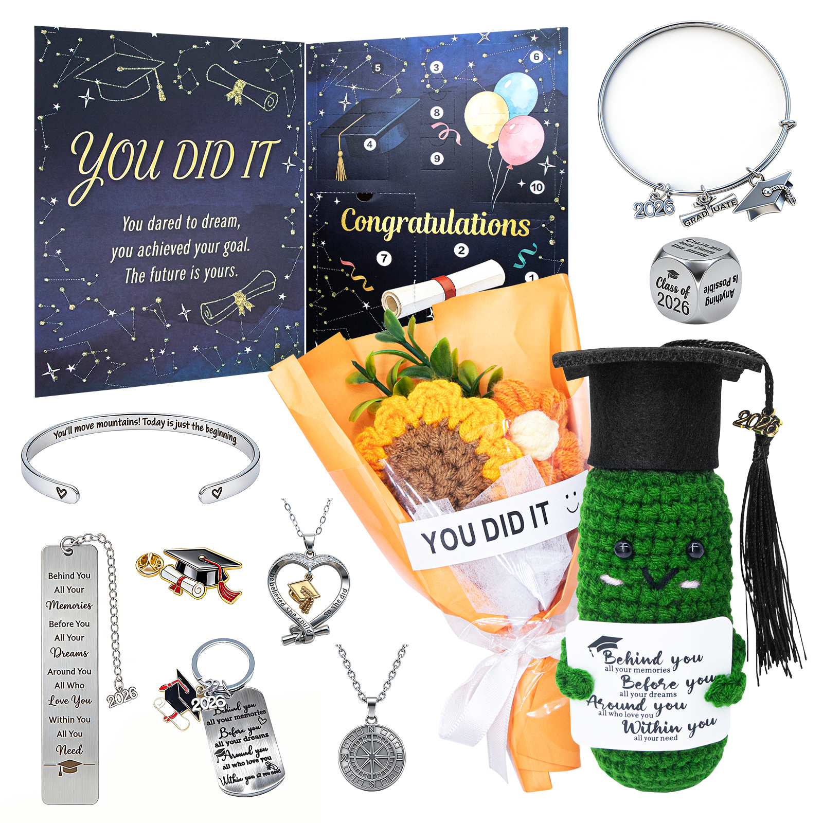 thumbnail video image 2 of Graduation Gift Box Surprise Blind Box-(Contains 10 Unique Gifts)-10 Day Graduation Countdown Calendar,Inspirational Graduation Presents for Class of 2026,Graduation Gift Her/for Him Set, 2 of 8