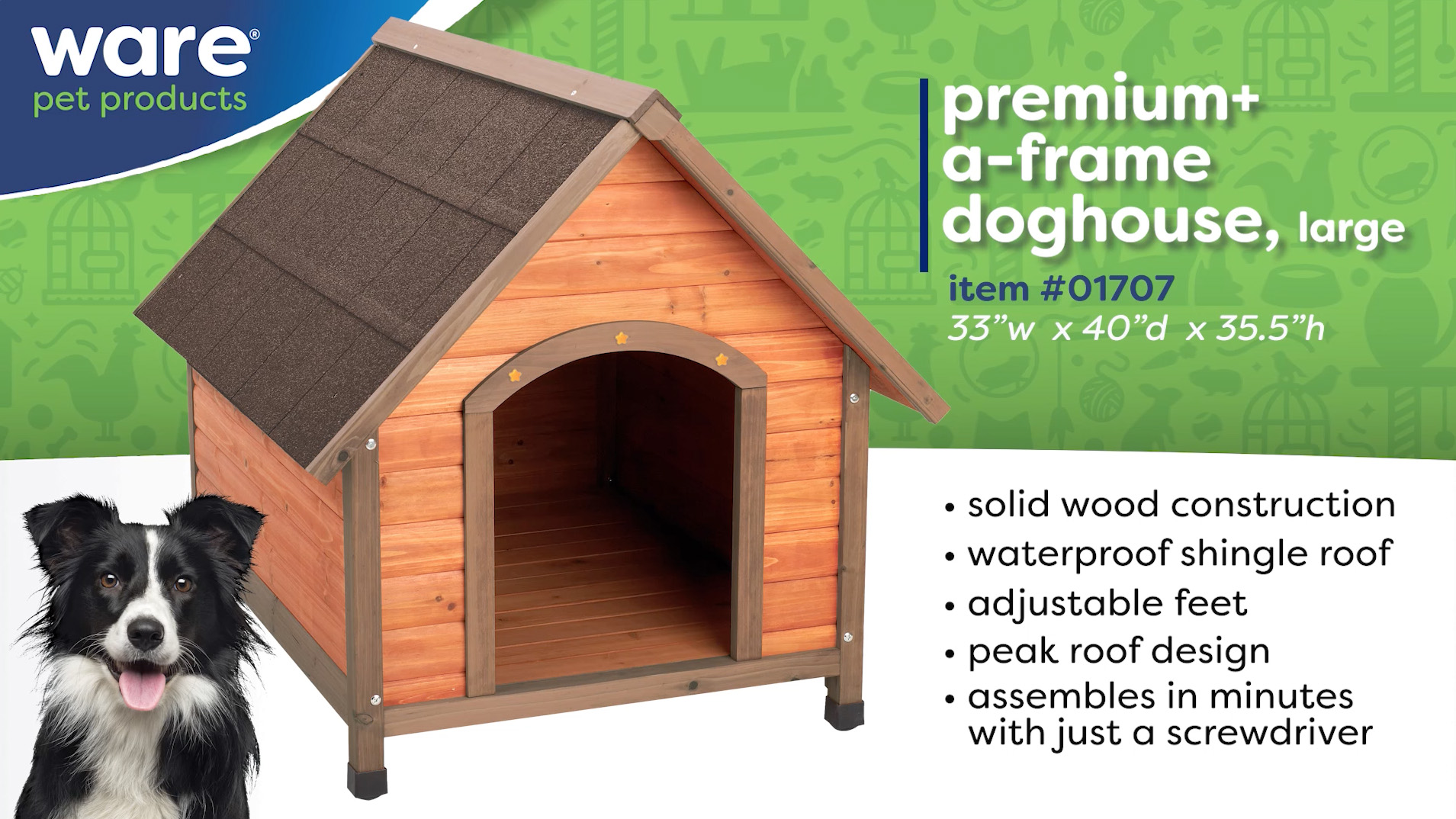 thumbnail video image 2 of Ware Mfg. Inc. Large Premium+ A-Frame Dog House, 2 of 6