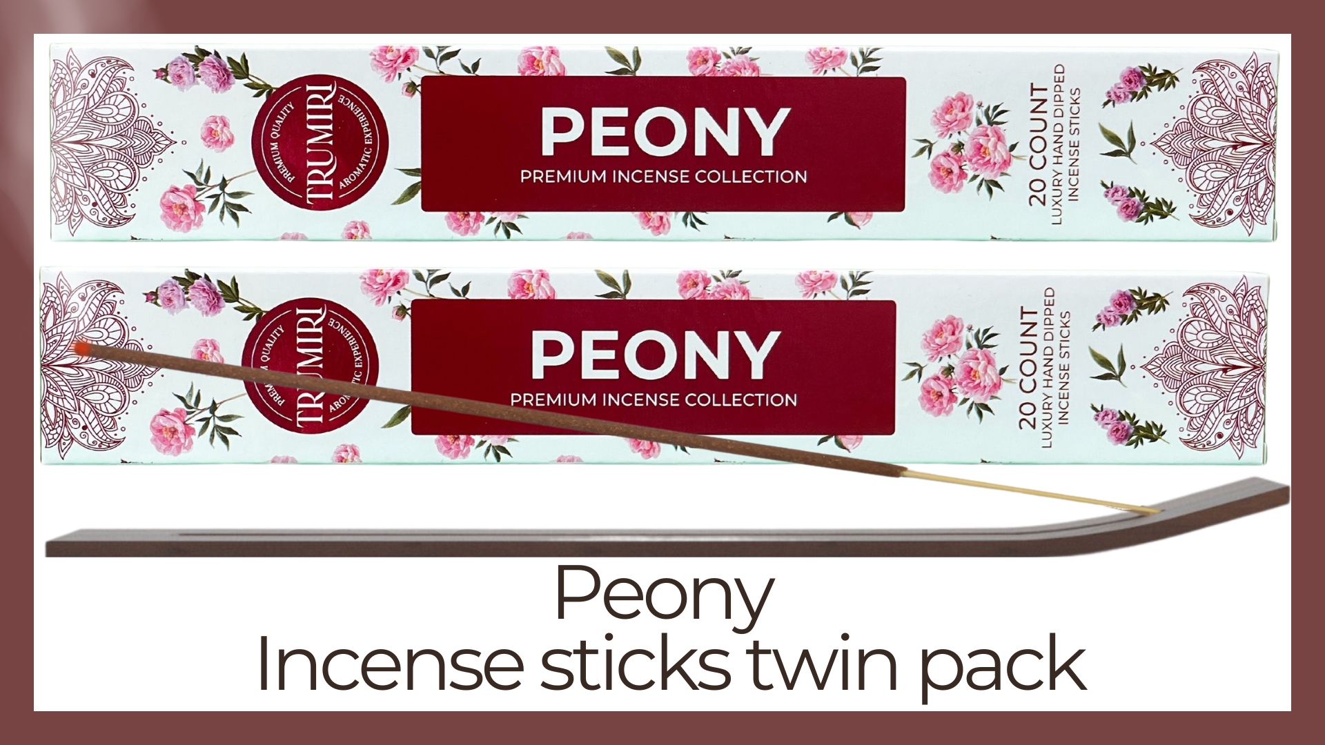 thumbnail video image 2 of Trumiri Incense Sticks - Total 40 Peony Insence-Sticks - Dual Pack of 20 Insenses - Insents - Incents - Inscense - Incence - Incienso - All Natural Incense Sticks, 2 of 10