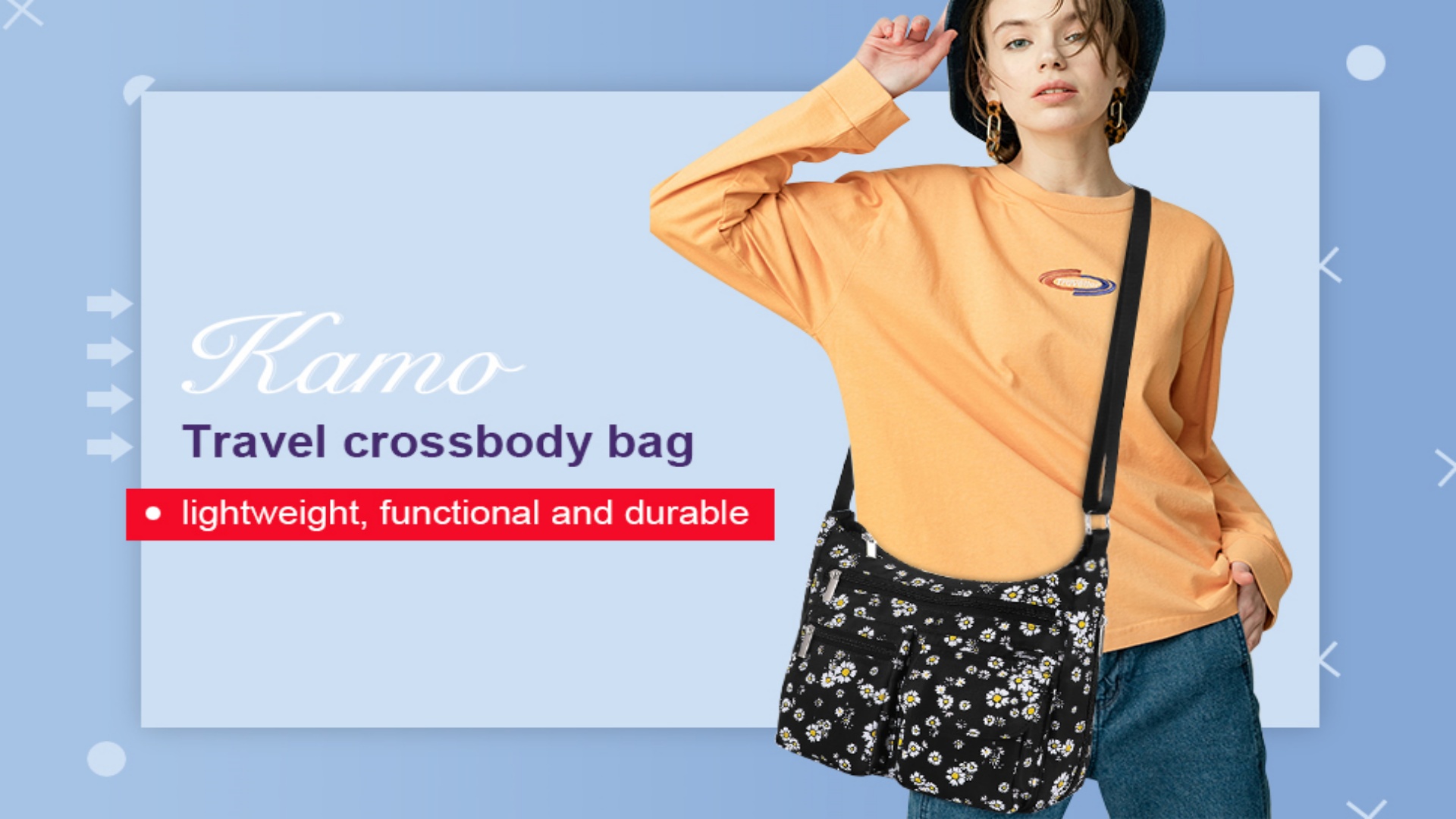thumbnail video image 2 of HAWEE Crossbody Bag for Women - Multi-pocket Shoulder Bag Lightweight Messenger Bag Casual printed Purse Handbag Travel Bag, 2 of 8