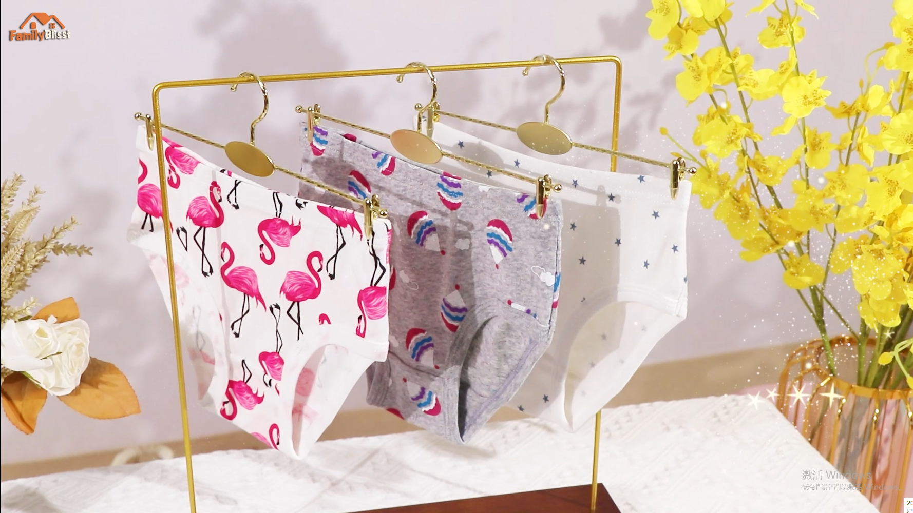 thumbnail video image 2 of FamilyBlisst 6‑Pack Girls Soft Cotton Triangle Underwear, Assorted Cute Prints for Little & Big Girls, 2 of 8