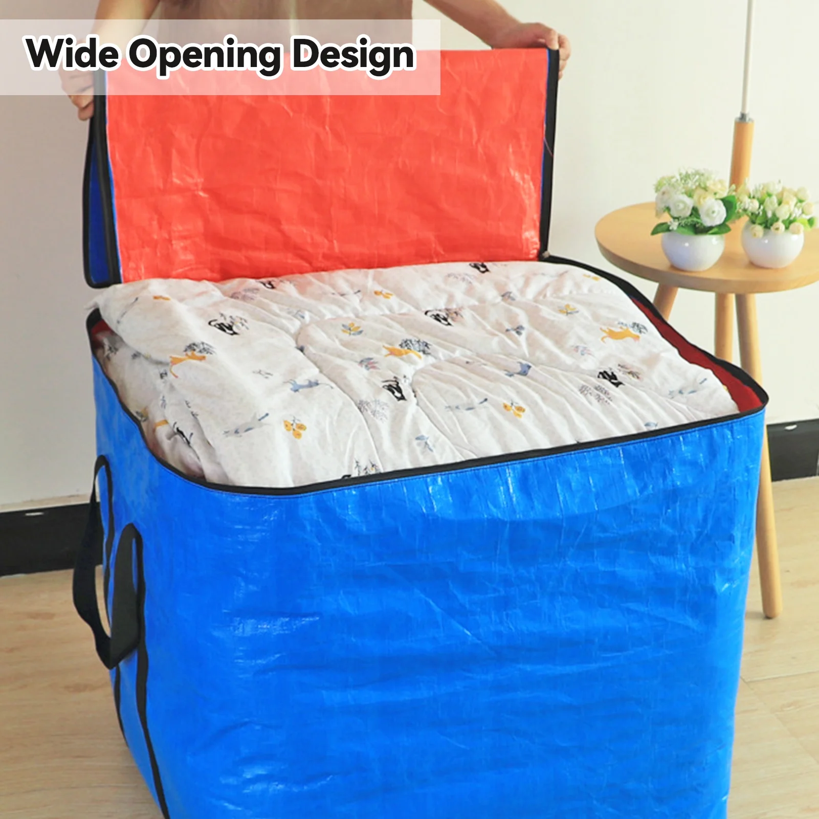 thumbnail video image 2 of HonorHut Square Storage Bags with Handles 8 Pack Zipper Large Moving Bags Heavy Duty Storage Tote for Clothes 20x20x20Inch Dark Black, 2 of 7