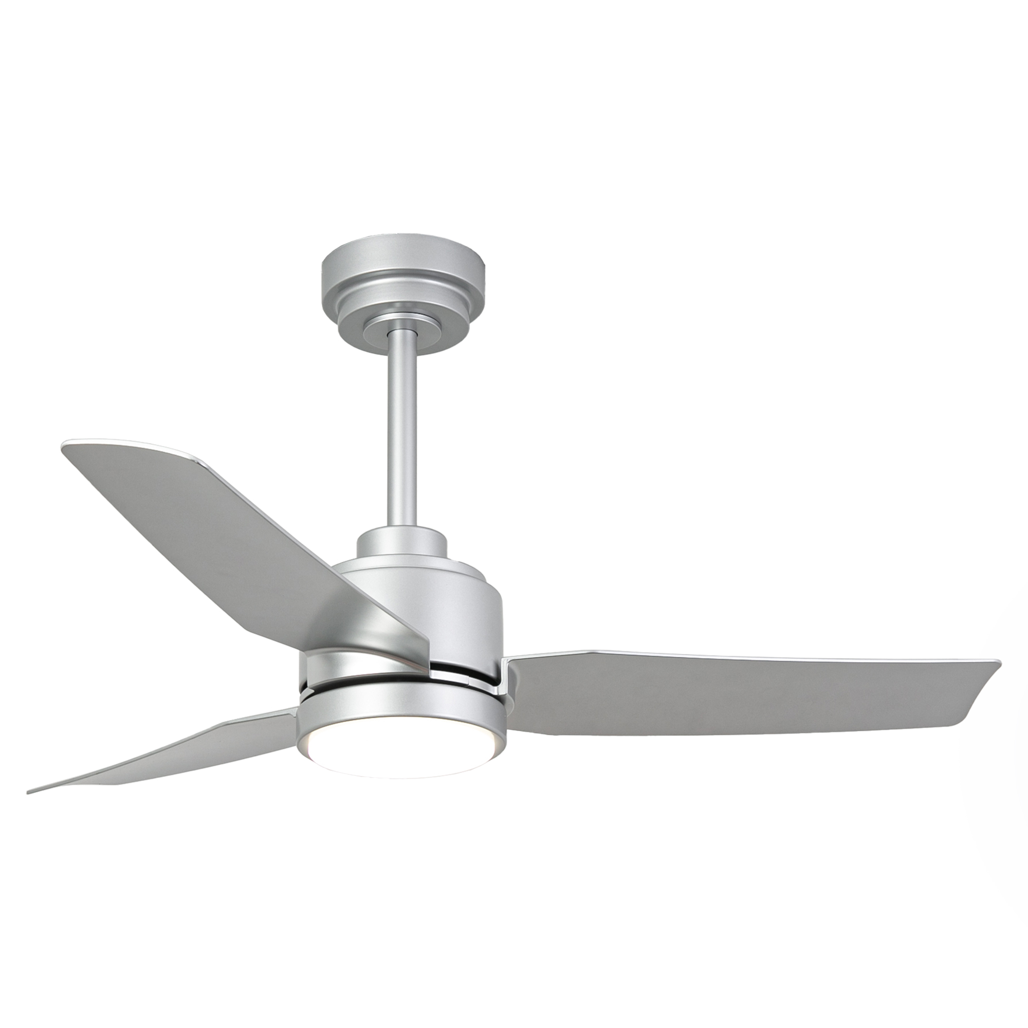 thumbnail video image 2 of 42" Modern Silver Dimmable DC Motor Ceiling Fan with Light and Remote for Bedroom and Office, 2 of 15
