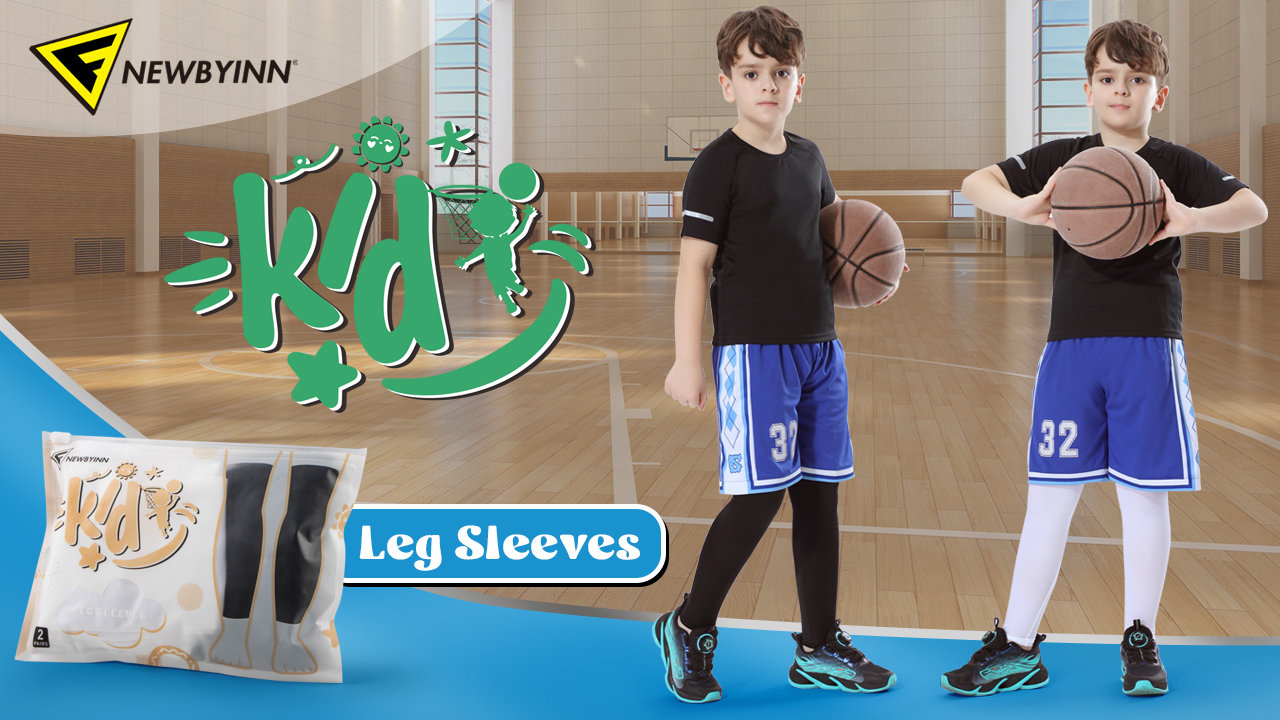 thumbnail video image 2 of Kid Leg Sleeve 2 Pairs, Long Compression Leg Sleeve for Youth Boy Girl Basketball Soccer Football, 2 of 7