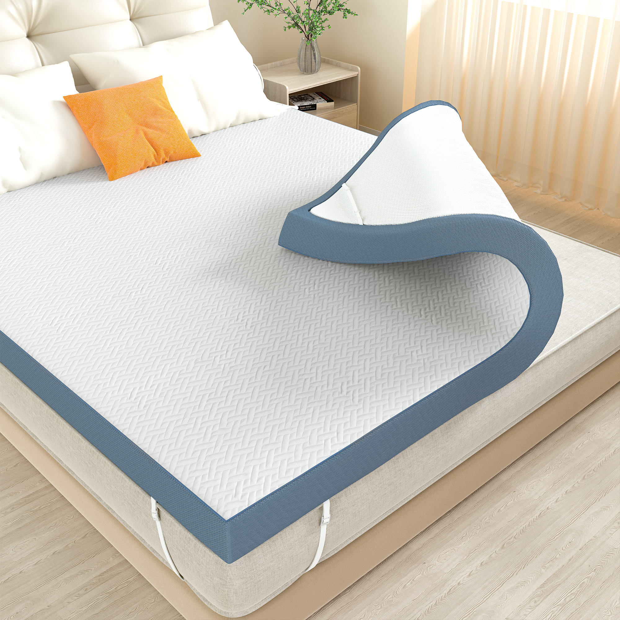thumbnail video image 2 of Hawsaiy 4 Inch Cal King Size Memory Foam Mattress Topper, Firm & Supportive Bed Topper with Removable Soft Cover, High-Density Foam for Back Pain Relief, CertiPUR-US Certified, 2 of 12