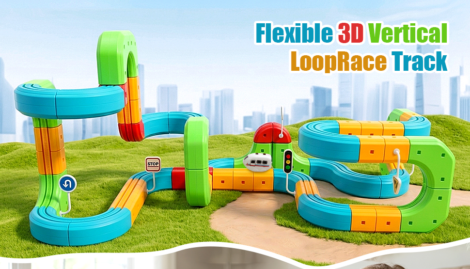 thumbnail video image 2 of Electric Train Set Tracks, Sendida 3D Infinity Modular Building Blocks STEM Learning Toy for Kids Toddlers Boys & Girls Freely Assembled Race Tracks with Electric Train (Standard Edition), 2 of 10