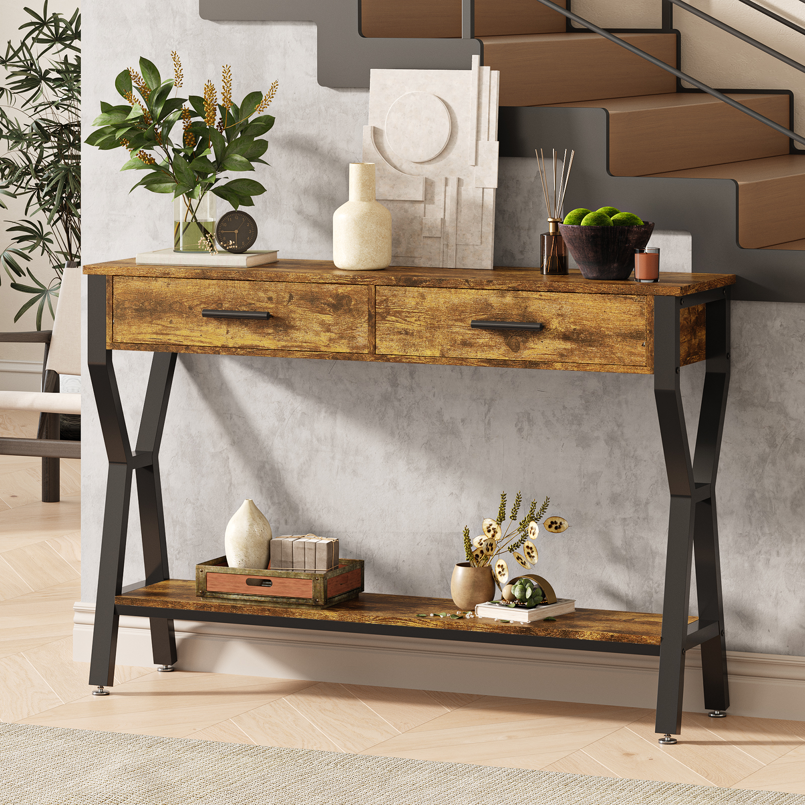thumbnail video image 2 of Tarnorci Console Table with 2 Drawers,Behind Couch for Living Room,  Entryway ，Hallway, 2 of 9