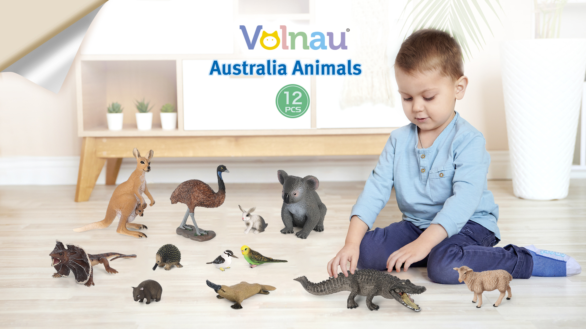 thumbnail video image 2 of Volnau Animal Toys Figurines 12Pcs Australia Animal Figures Zoo Pack Educational Kangaroo Koala Sets, 2 of 9