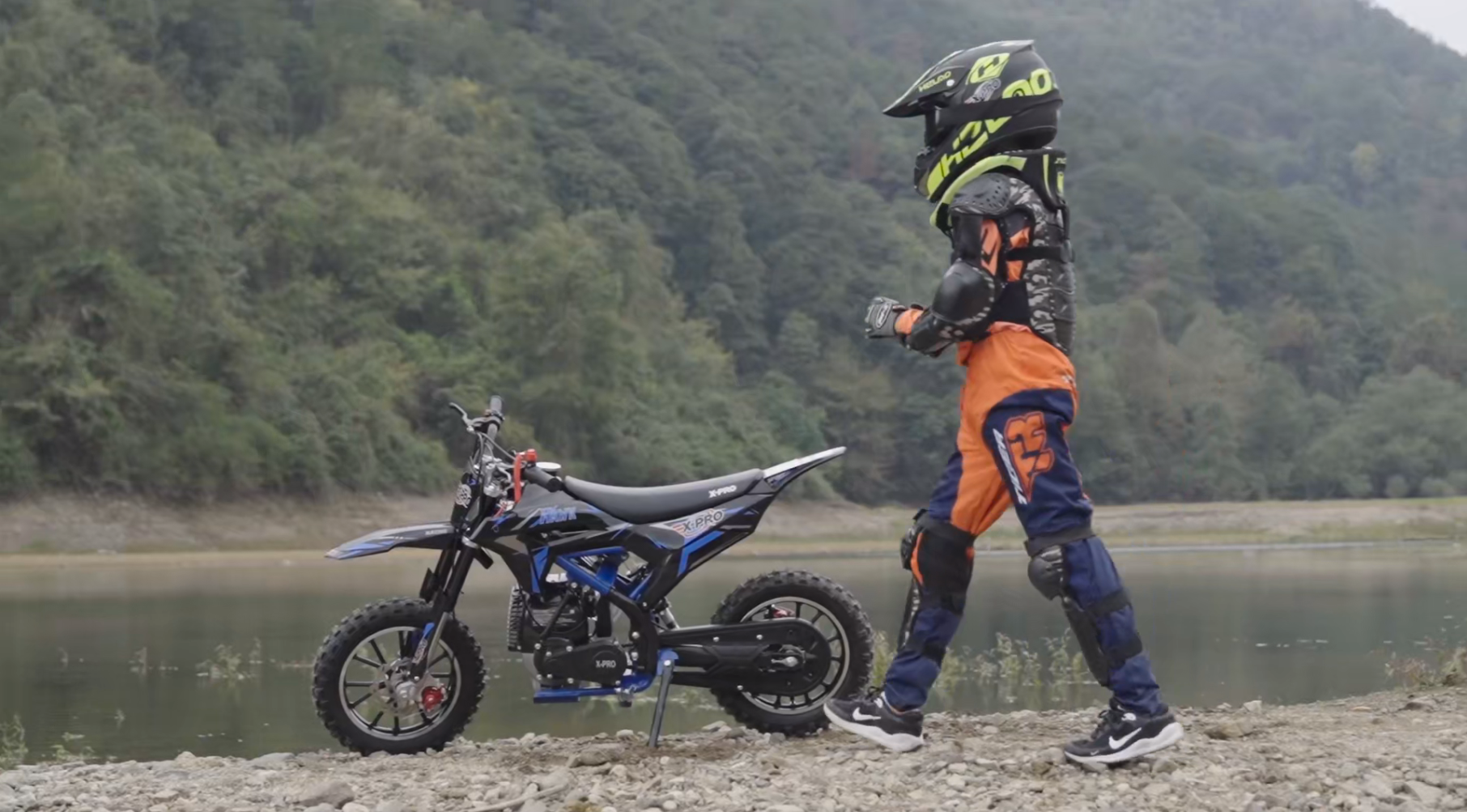 thumbnail video image 2 of X-Pro Brand New Upgraded Hawk 40cc Gas Powered 4 Stroke Mini Pit Dirt Bike with Pull Start for kids 10" Wheels, 2 of 6