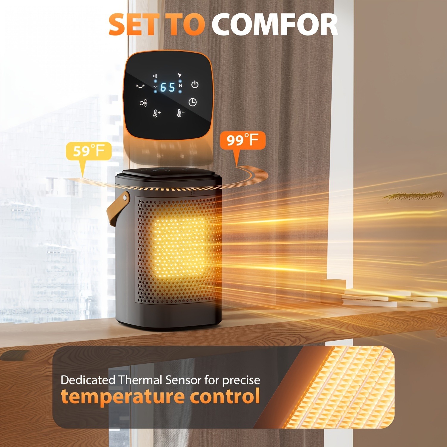 thumbnail video image 2 of Space Heater Indoor, Portable Electric Heaters for Indoor Use 1500W with Thermostat 12H Timer, Multi-Modes, 80° Oscillation, Overheat Protection PTC Fast Heating for Office Bedroom Home, 2 of 11