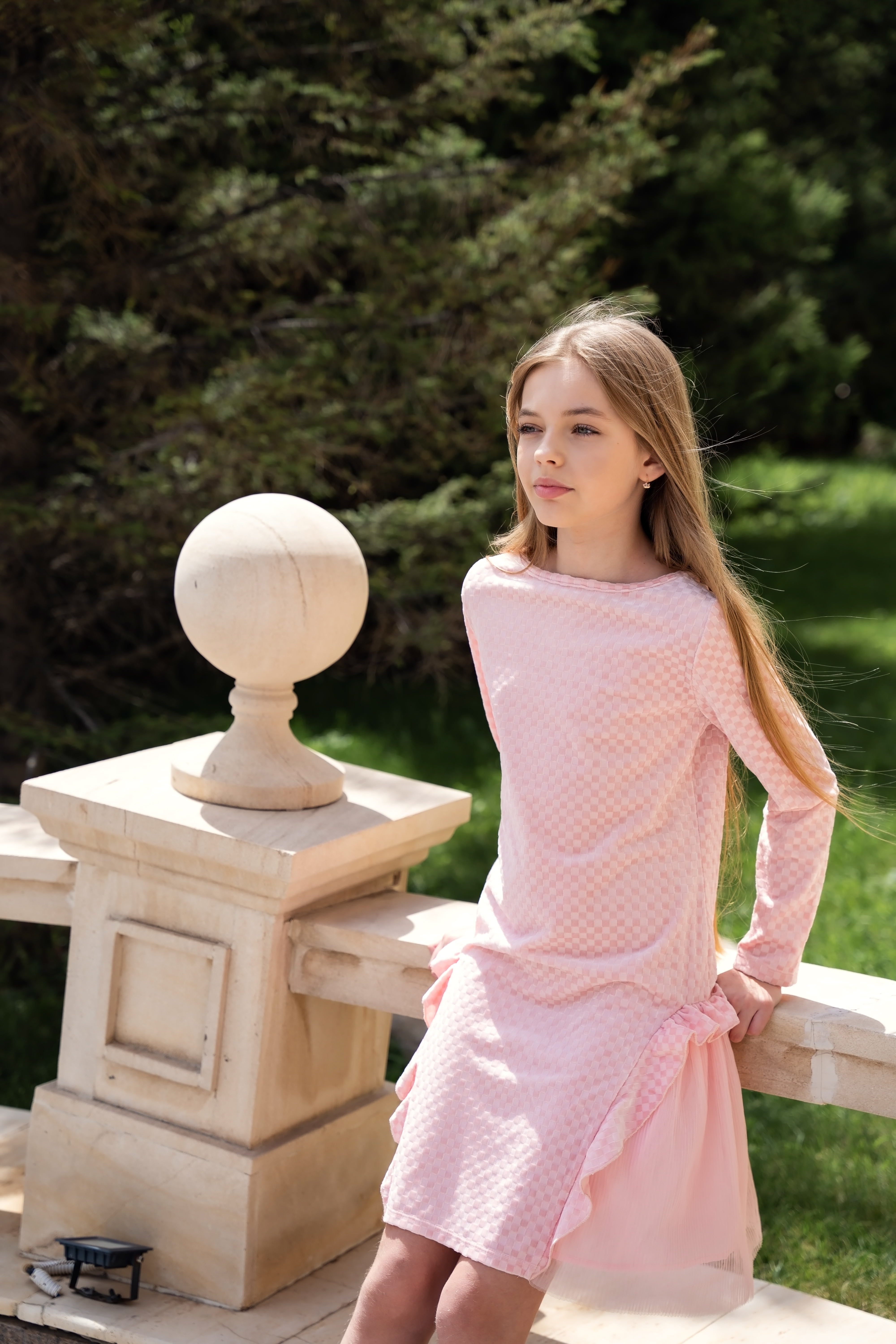 thumbnail video image 2 of Girls Dress Pink Knit Plaid Ruffle Casual Warm Sweater Long Sleeve 12 Years, 2 of 7