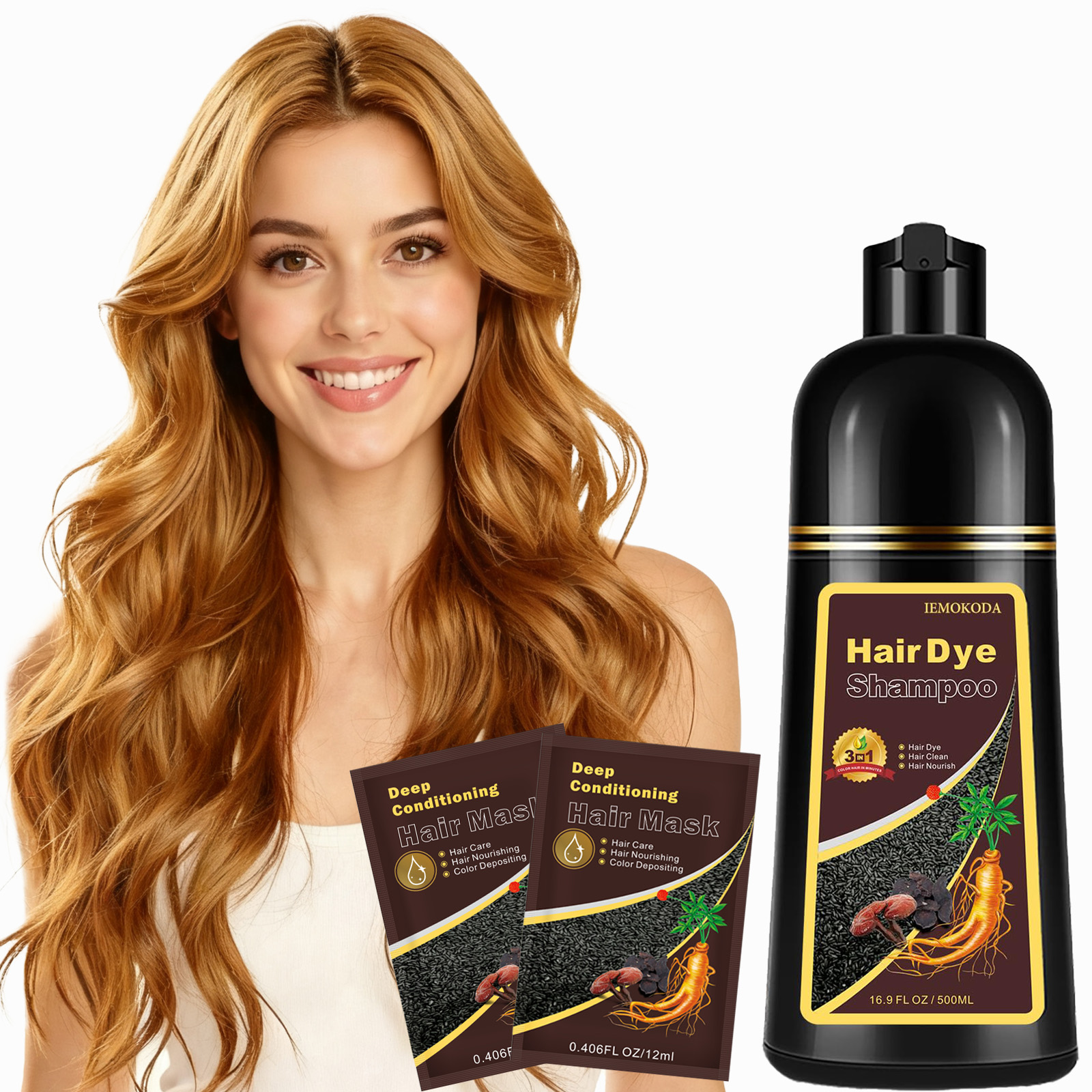 thumbnail video image 2 of Hair Dye Shampoo 3 in 1, Professional Semi-Permanent Color Shampoo for Women & Men, Easy To Use,16.9 Fl Oz(Golden Brown), 2 of 10