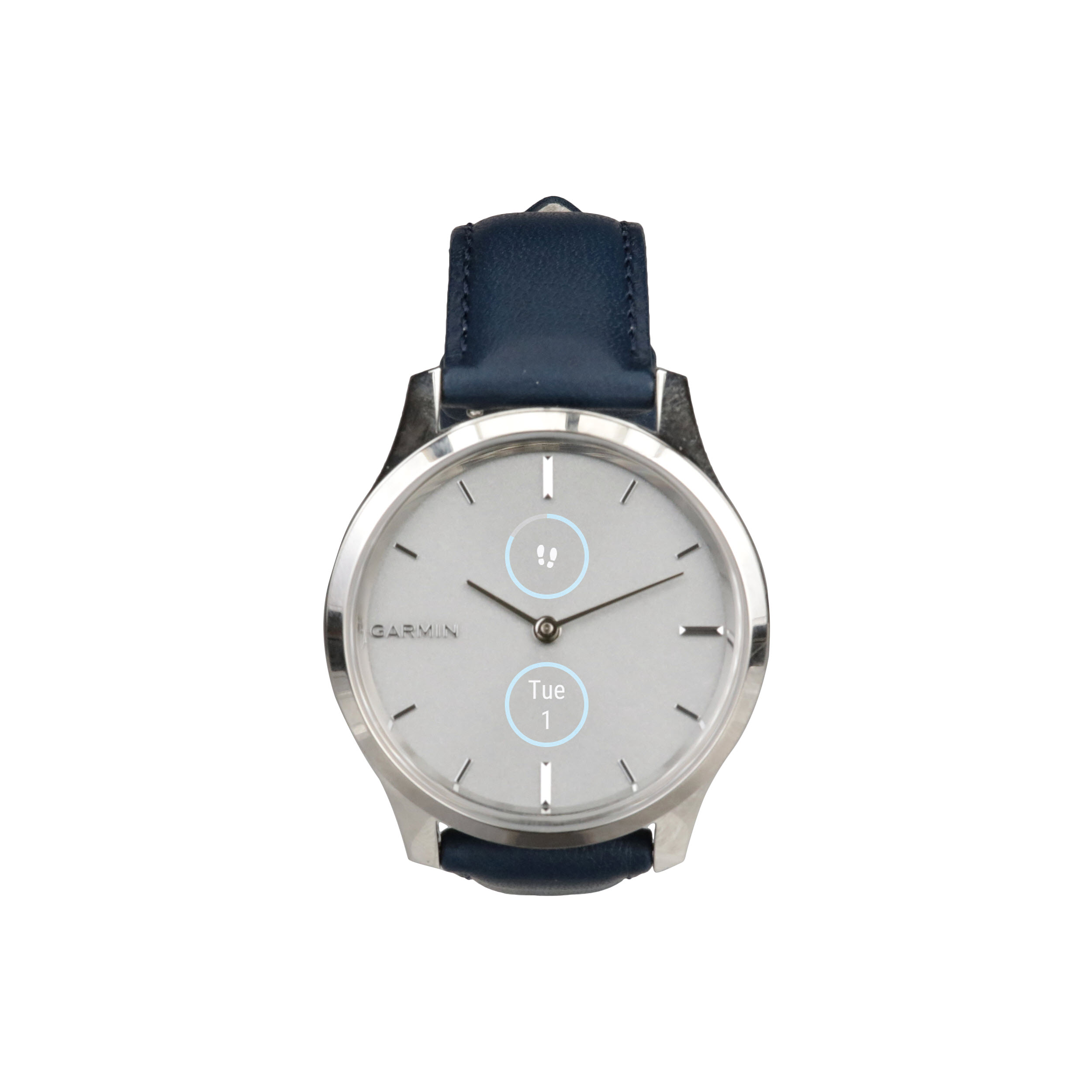 Garmin Vivomove® Smart Watch, Luxe Navy Leather with Silver