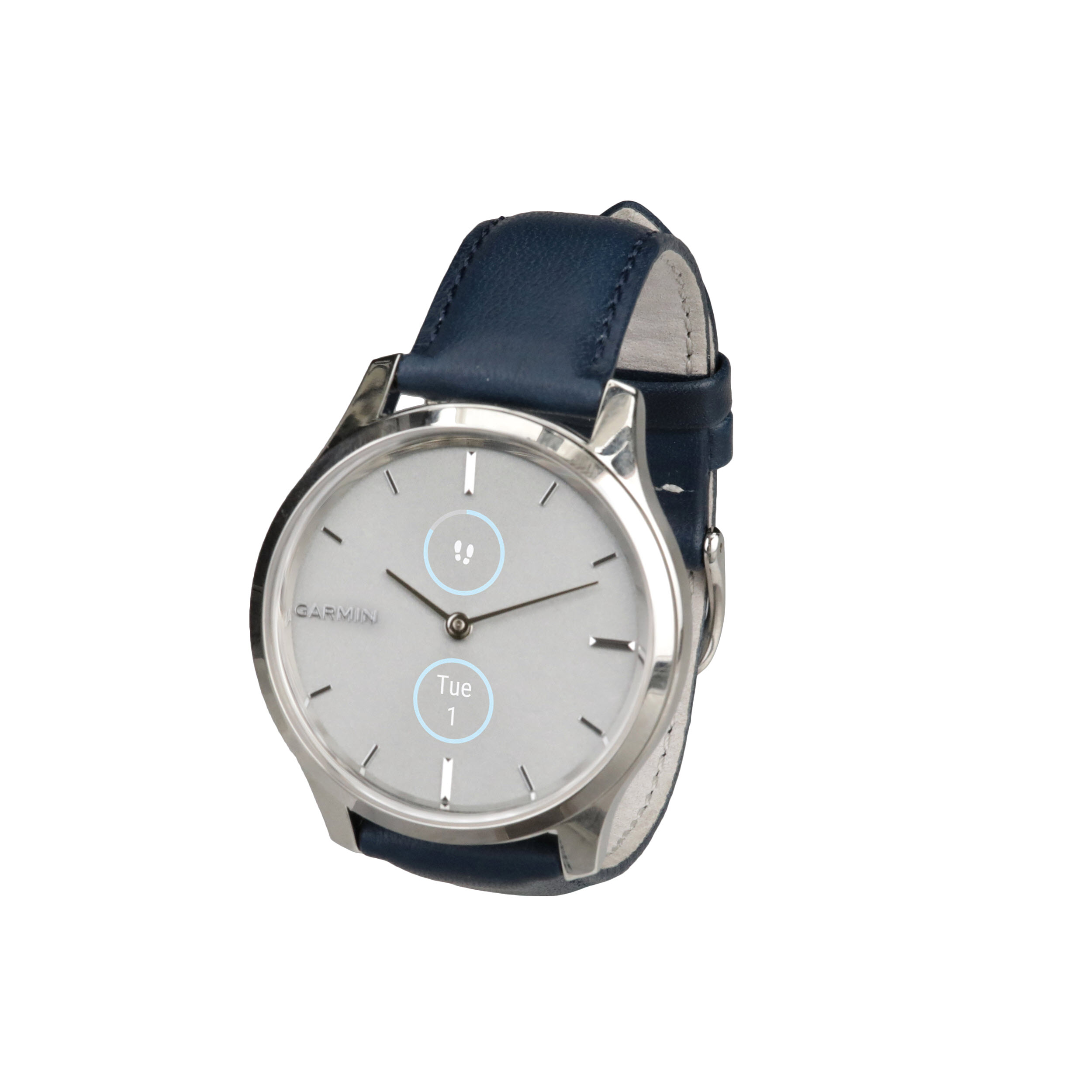 Garmin Vivomove® Smart Watch, Luxe Navy Leather with Silver