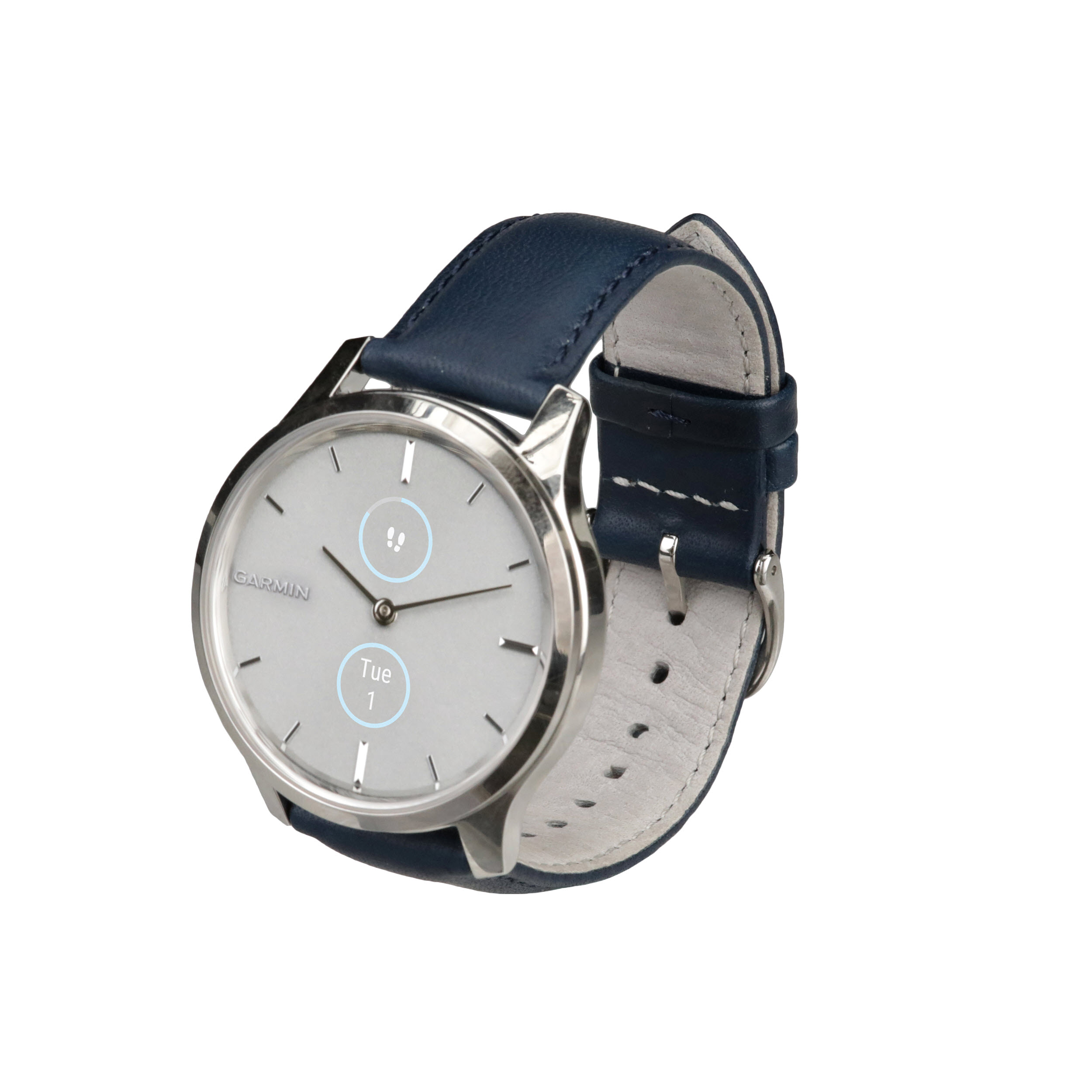 Garmin Vivomove® Smart Watch, Luxe Navy Leather with Silver