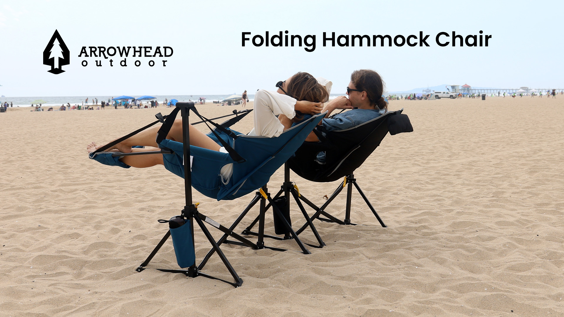 thumbnail video image 2 of Arrowhead Outdoor Folding Hammock Chair with Detachable Footrest, 2 of 11