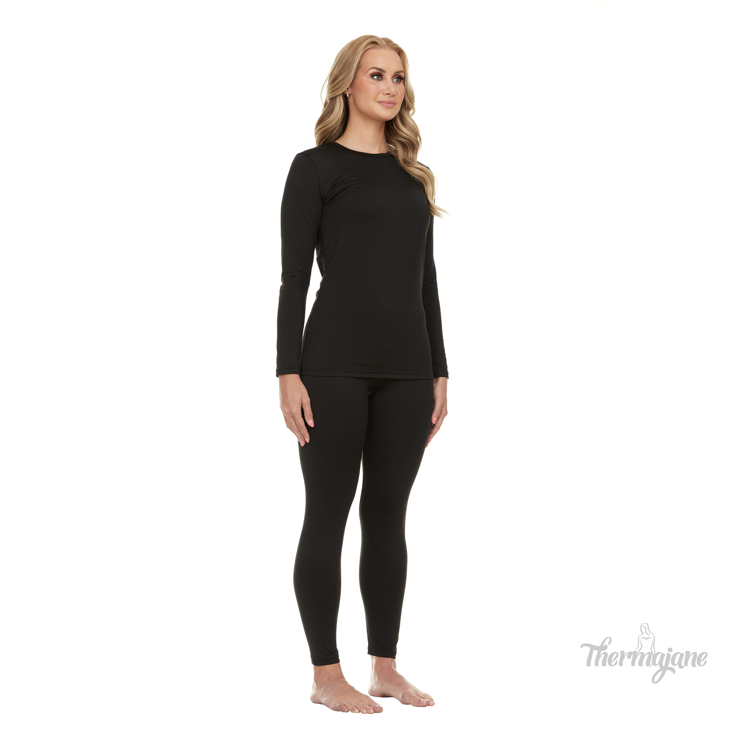 Thermajane Thermal Underwear for Women Crewneck Long Johns Set