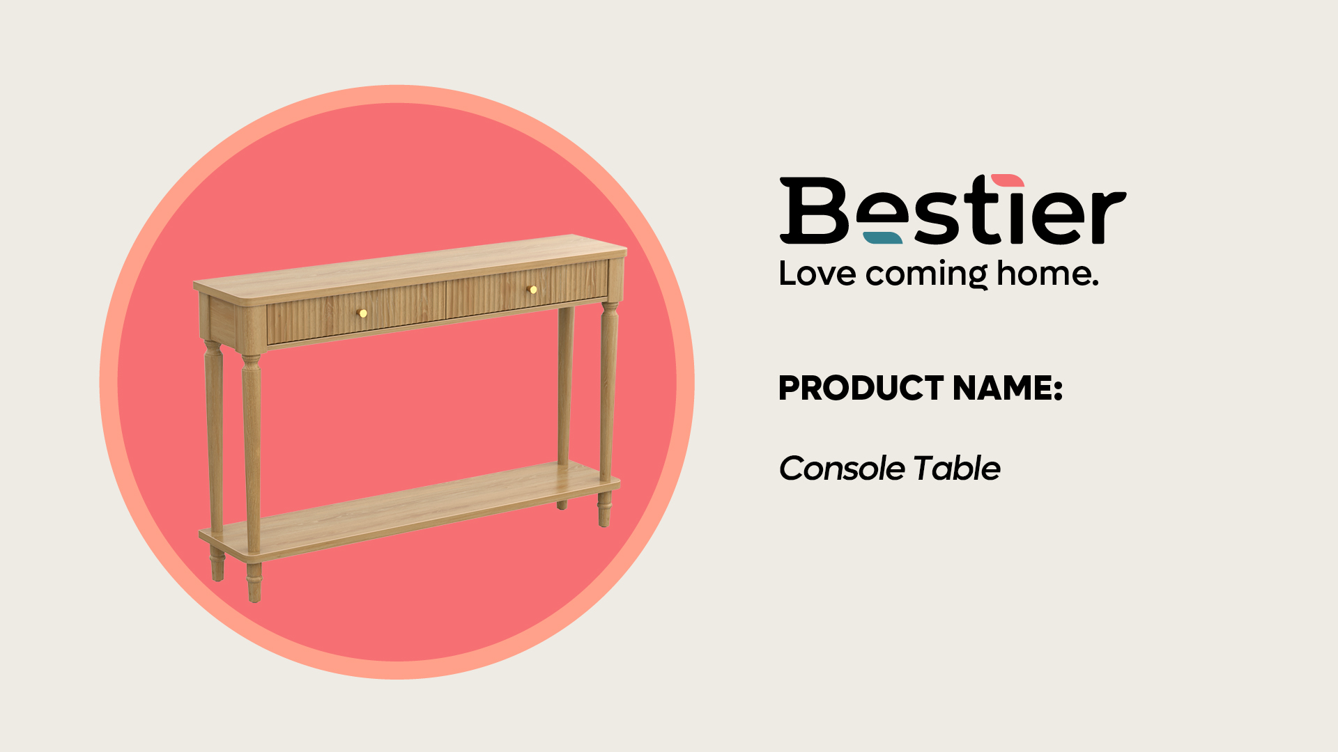 thumbnail video image 2 of Bestier Fluted Console Table, 55 Inch Entryway Table with Storage Drawers, Modern Wood Console Tables for Entryway, Narrow Sofa Table with Shelf for Living Room Hallway, Entry Table, Natural Oak, 2 of 10