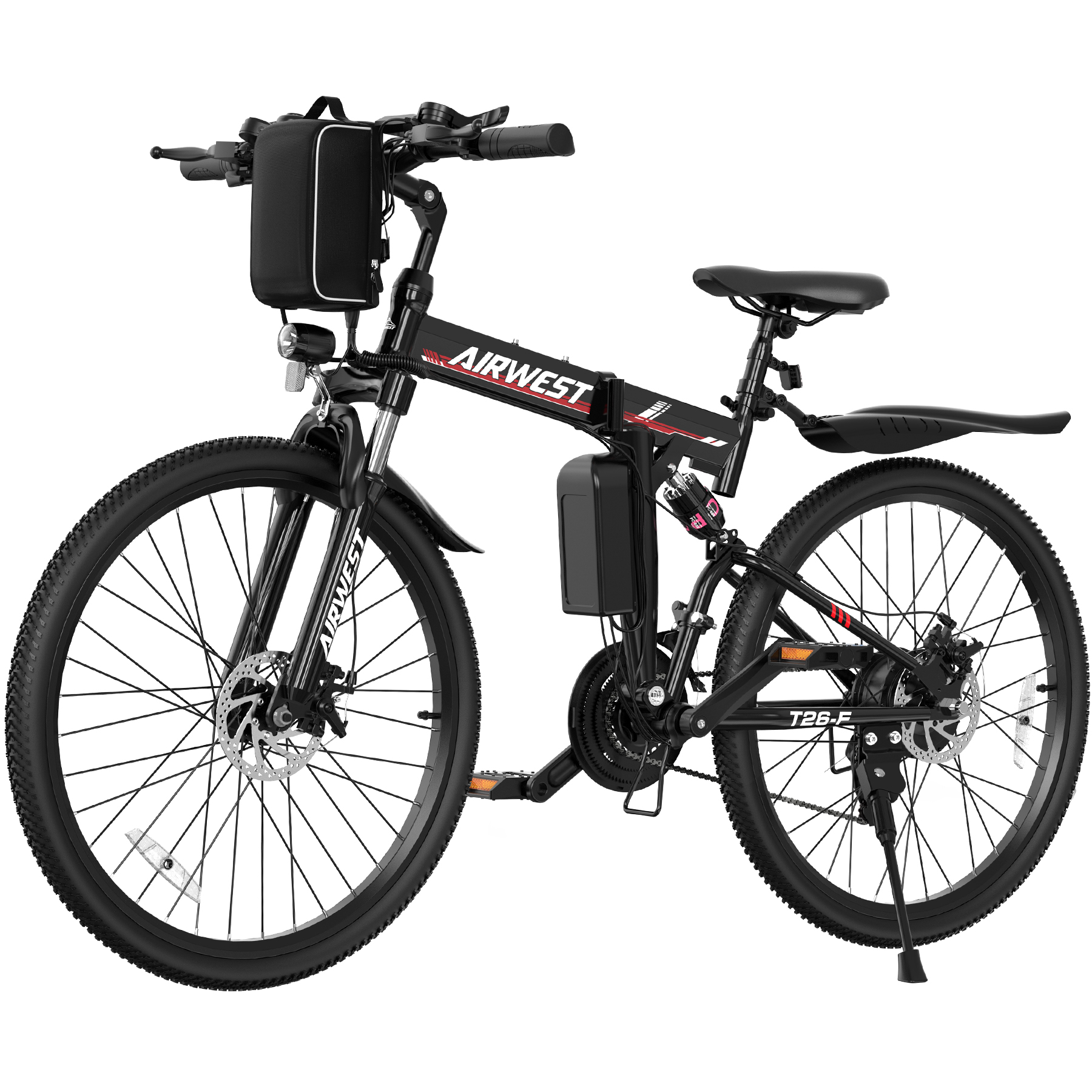 thumbnail video image 2 of AIRWEST Electric Bike - 26'' Adult E Bike, Peak 750W 20MPH Electric Mountain bike with 48V7.8AH Removable Battery with Fork Suspension and Dual Disc Brakes, UL2849, 2 of 8
