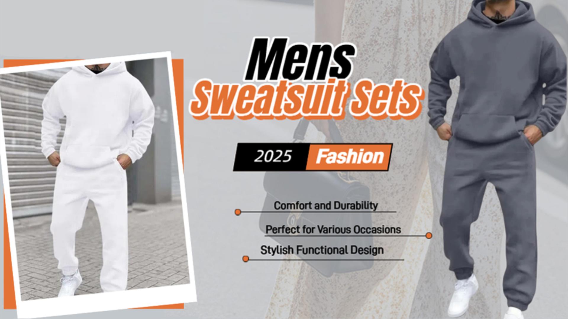 thumbnail video image 2 of Track Suits For Men 2 Piece Hoodies with Sweatpants Sets Casual Running Jogging Sport Suit Sets Drawstring Hooded Sweatshirts Cargo Pants - Red-03,L, 2 of 9