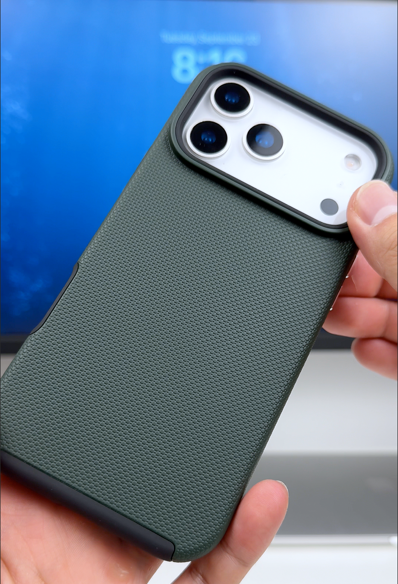 thumbnail video image 2 of For iPhone 17 Pro Case Anti-Slip Fingerprint Slim Dual Layer Rugged Cover Compatible with MagSafe Shockproof Protection Green, 2 of 6