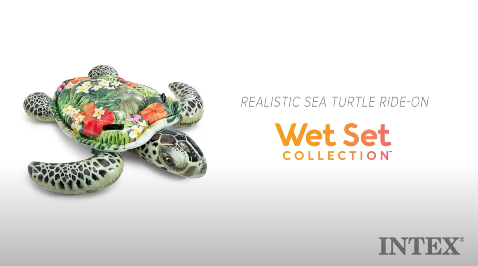thumbnail video image 2 of Intex 75" x 67" Realistic SeaTurtle Ride-On Pool Float Ages 3+, 2 of 8