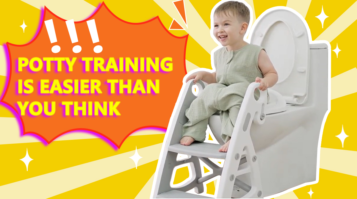 thumbnail video image 2 of Primlect Potty Training Toilet Seat, 2 in 1 with Ladder, Adjustable Height ,for Ages 1-3, Blue, 2 of 8