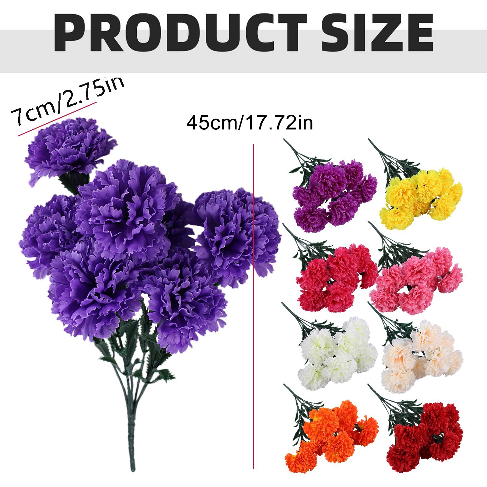 thumbnail video image 2 of 7 Heads Artificial Carnation Flowers with Stems Faux Floral Bouquet for Mother's Day Wedding Home Decor,Realistic Artificial Flowers,Artificial flowers仿真花, 2 of 10