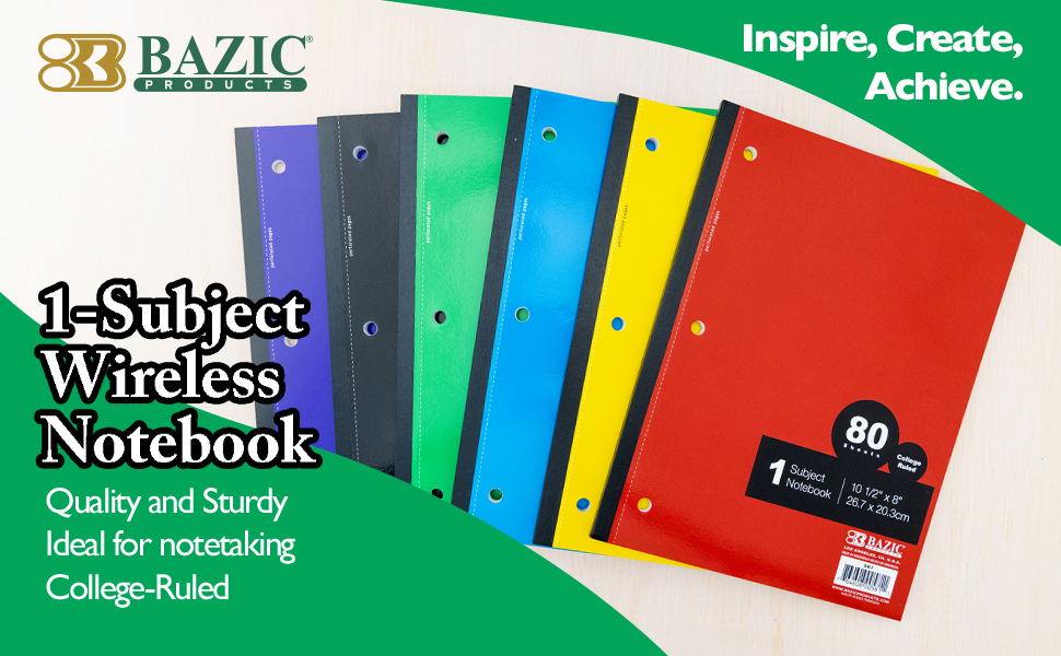 thumbnail video image 2 of BAZIC College Ruled 1 Subject Wireless Notebooks 80 Sheets, Assorted Color, 24-Pack, 2 of 6