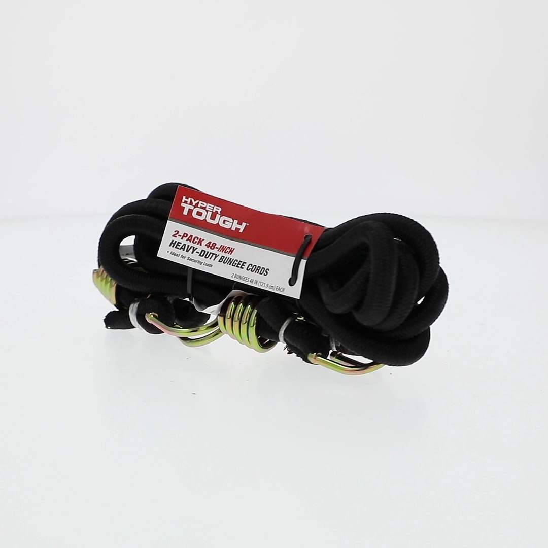 Hyper Tough 48 inches Heavy Duty Black Rubber Bungee Cords 2-Pack