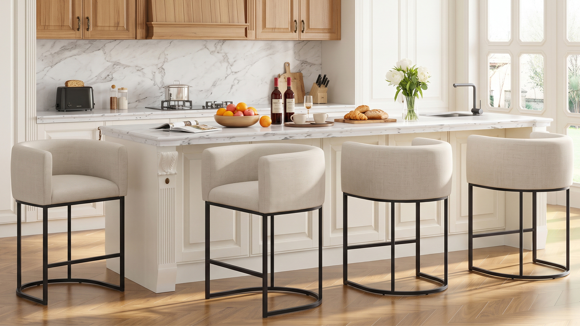 Bar Counter Tools NEWLAYOUT Counter Height Bar Stools Set of 3, 24