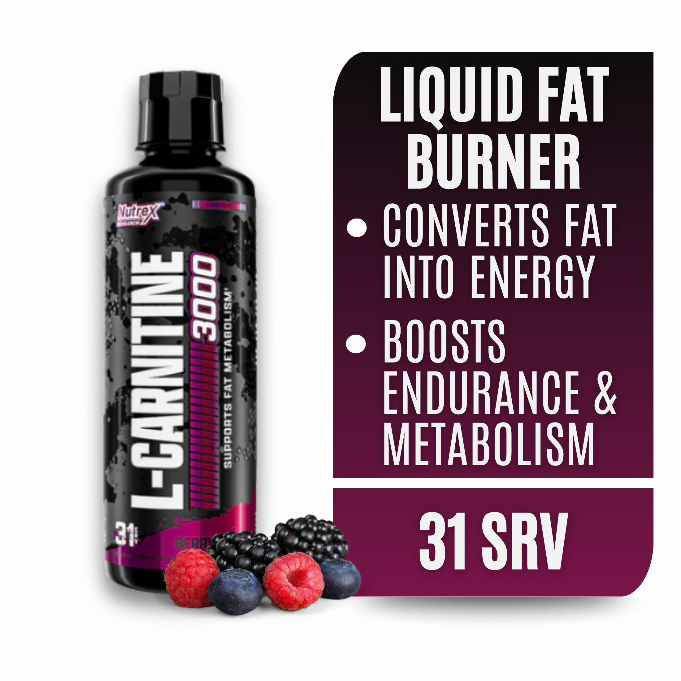 thumbnail video image 2 of Nutrex Research L-Carnitine 3000 | Premium L Carnitine Liquid Shots | Stimulant Free Workout Drink | Transforms Fat Into Energy and Supports Muscle Recovery For Men and Women | 31 Serv (Berry Blast), 2 of 9