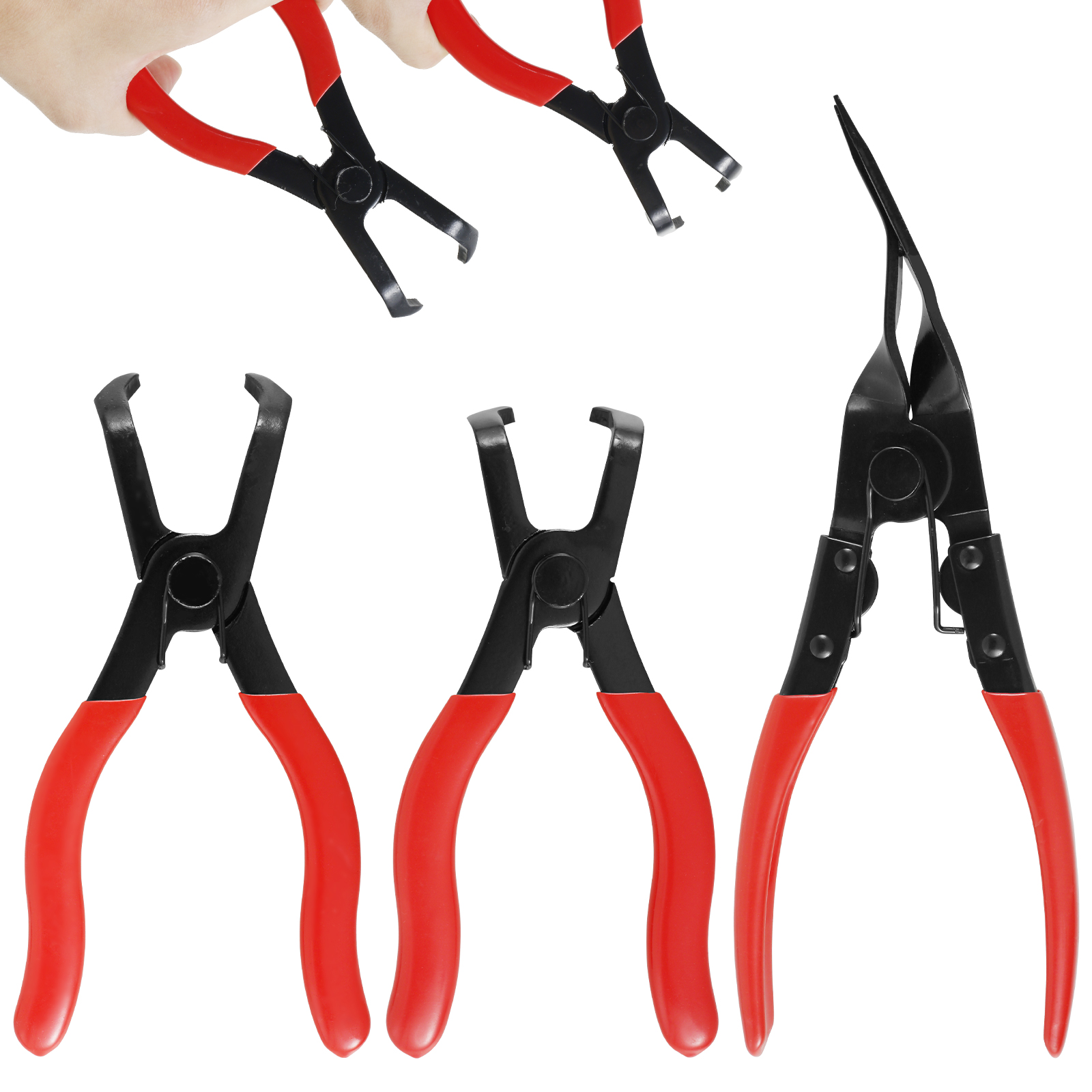 thumbnail video image 2 of FUYGRCJ 3Pcs Body Clip Pliers Set 30 Degree and 80 Degree Push Pin Pliers V Shaped Panel Clip Removal Pliers Rustproof Steel Automobile Upholstery Trim Clip Removal Tool for Removing Fasteners, 2 of 9