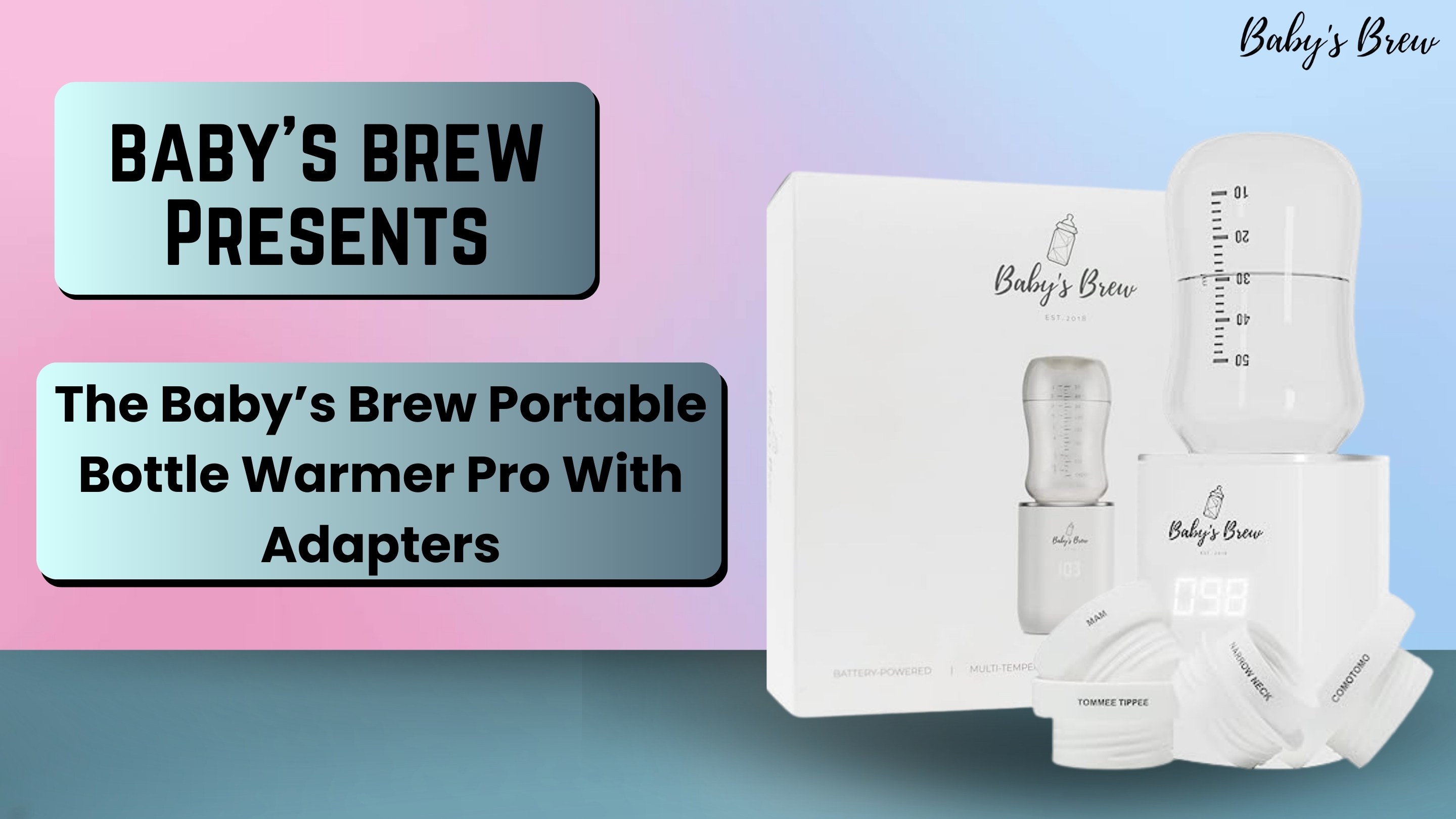 thumbnail video image 2 of Baby's Brew Baby Shower Sets Portable Bottle Warmer Adapter Pro Milk Warmers for Breast Milk, White, 2 of 10