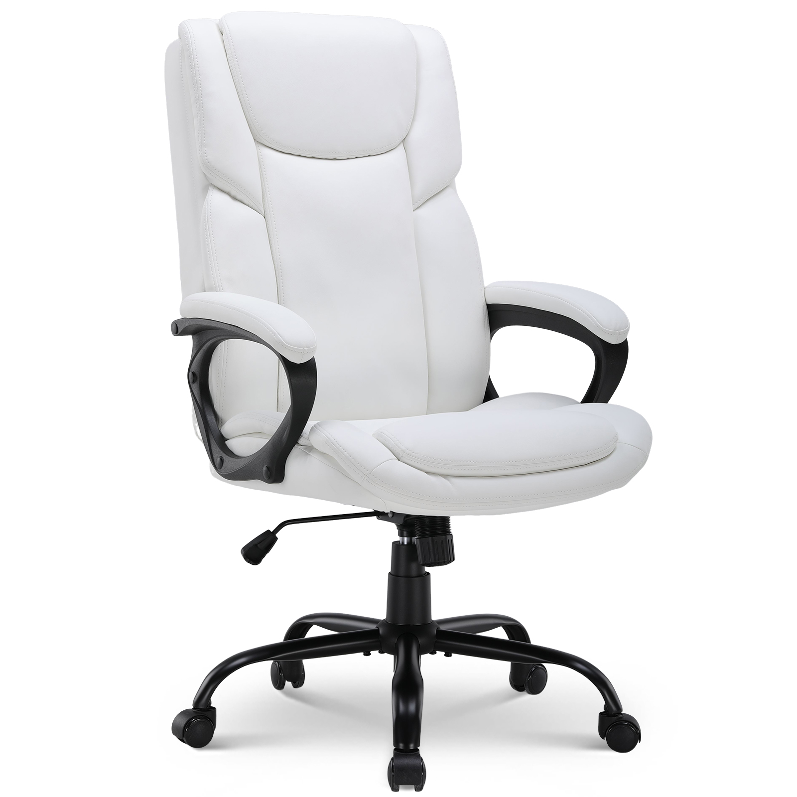thumbnail video image 2 of Mainstays Executive Ergonomic High Back Leather Home Office Desk Chair, White, 2 of 15