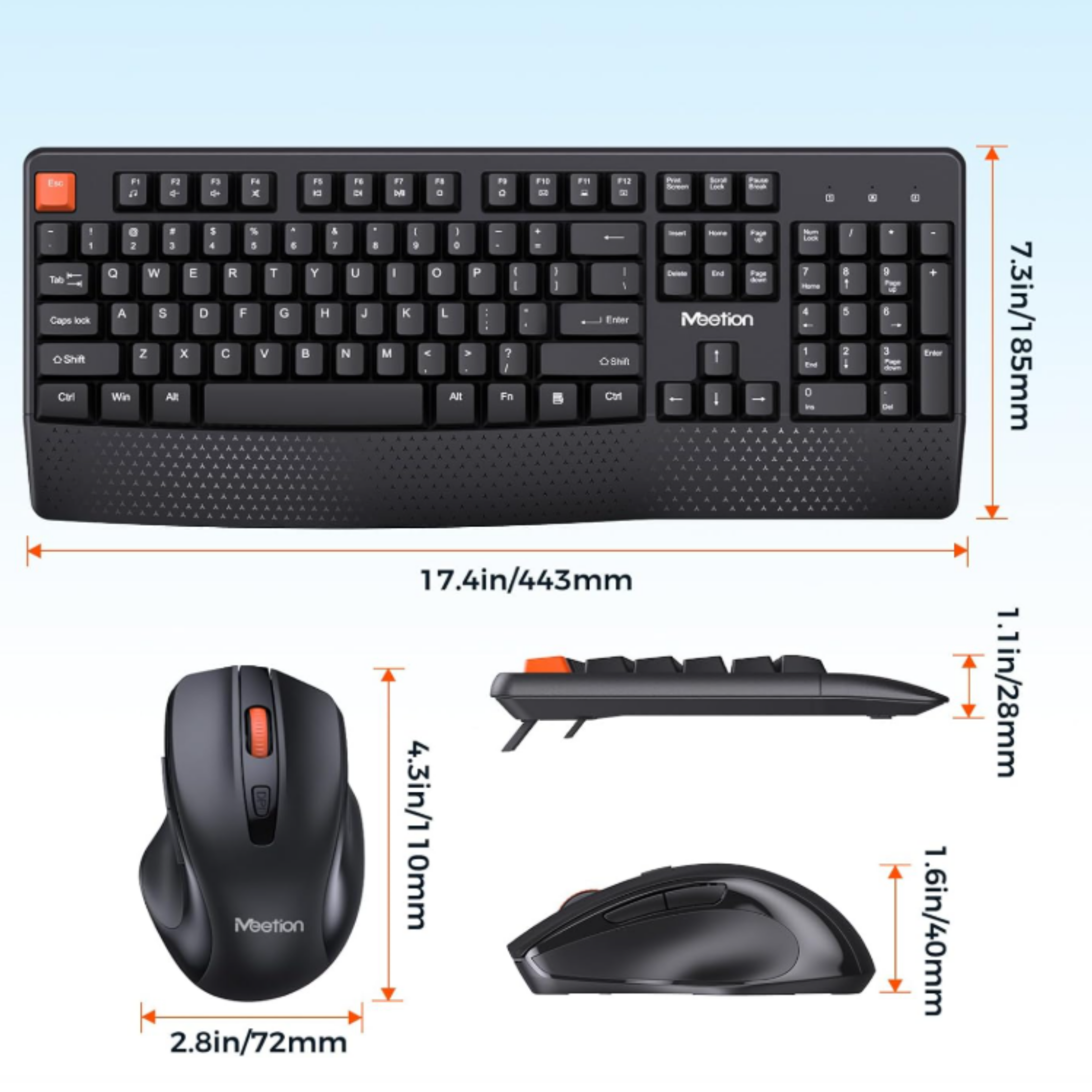 thumbnail video image 2 of Meetion C4130 Pink Wireless Keyboard and Mouse Combo with Wrist Rest, USB 2.4G Full-Size, for PC & Home Office, 2 of 8