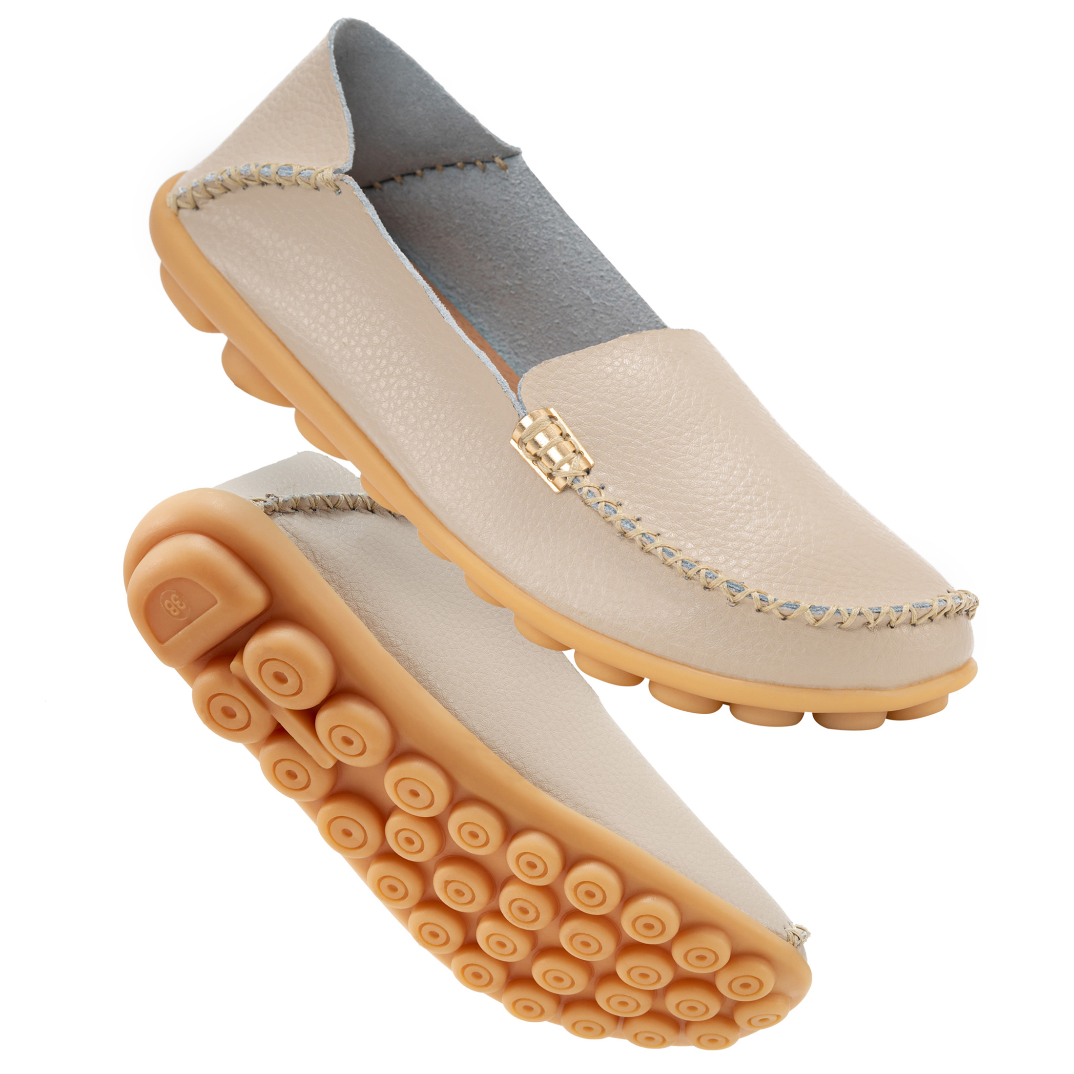 thumbnail video image 2 of Ablanczoom Womens Loafers Comfort Flats Shoes Slip-on Casual Woman Shoe No-Slip Genuine Leather Walking Sneakers, 2 of 8