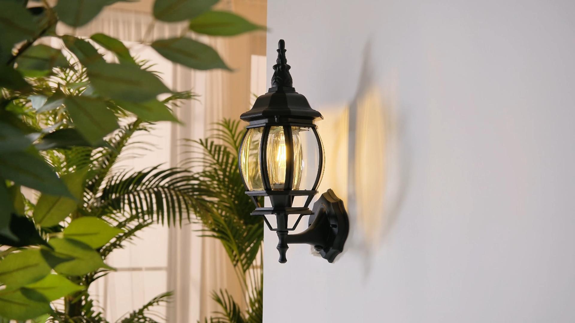 thumbnail video image 2 of VIANIS Outdoor Garage Lights Wall Mount, Dusk to Dawn LED Outdoor Lighting Wall Lanterns for Porch, Black Exterior Light Fixture, Modern Outdoor Sconce Lights, Waterproof Outside Wall Lamps 2 Packs, 2 of 8