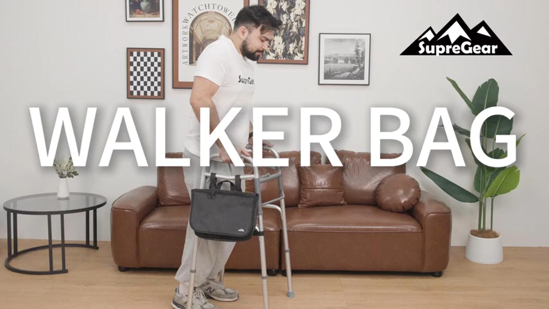 thumbnail video image 2 of SupreGear Wheelchair Side Bag, Armrest Storage Organizer for Rollator, Walkers, Knee Scooters, Purple, 2 of 8