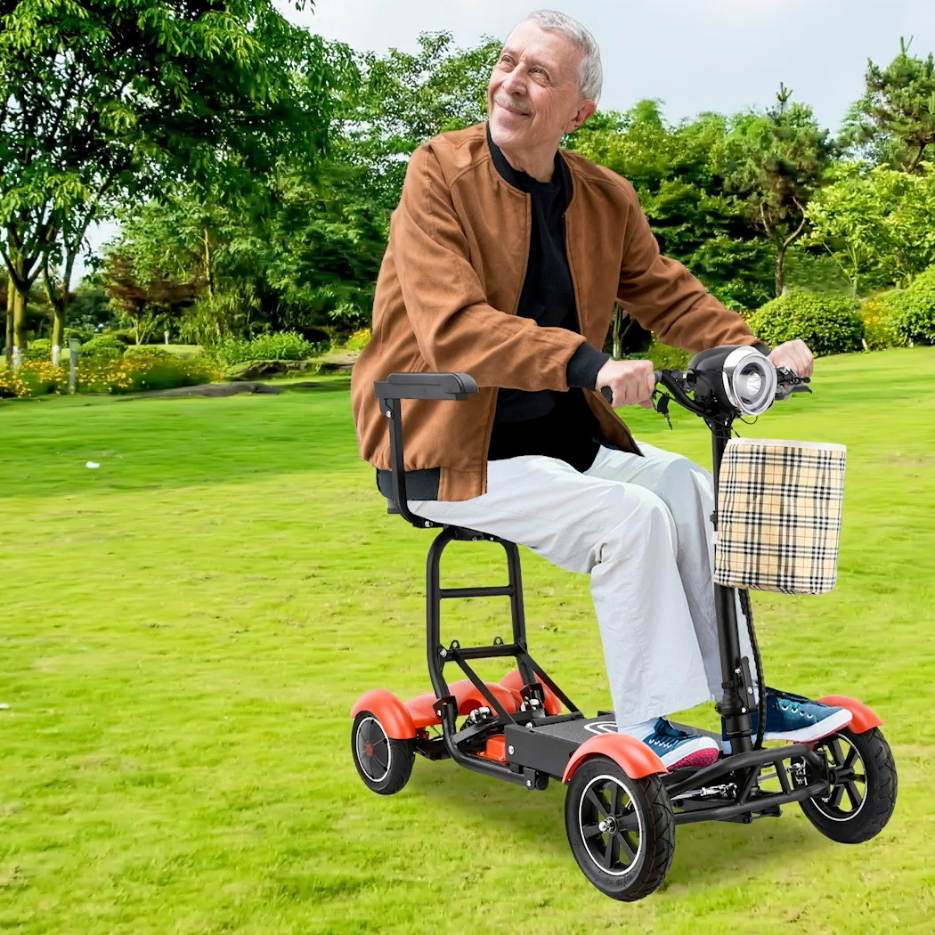 thumbnail video image 2 of Dragon Mobile 4 Wheel Electric Folding Powered Wheelchair w/ Front Basket, Collapsible Mobility Scooter for Adult, Senior & Elderly - Black, 2 of 9