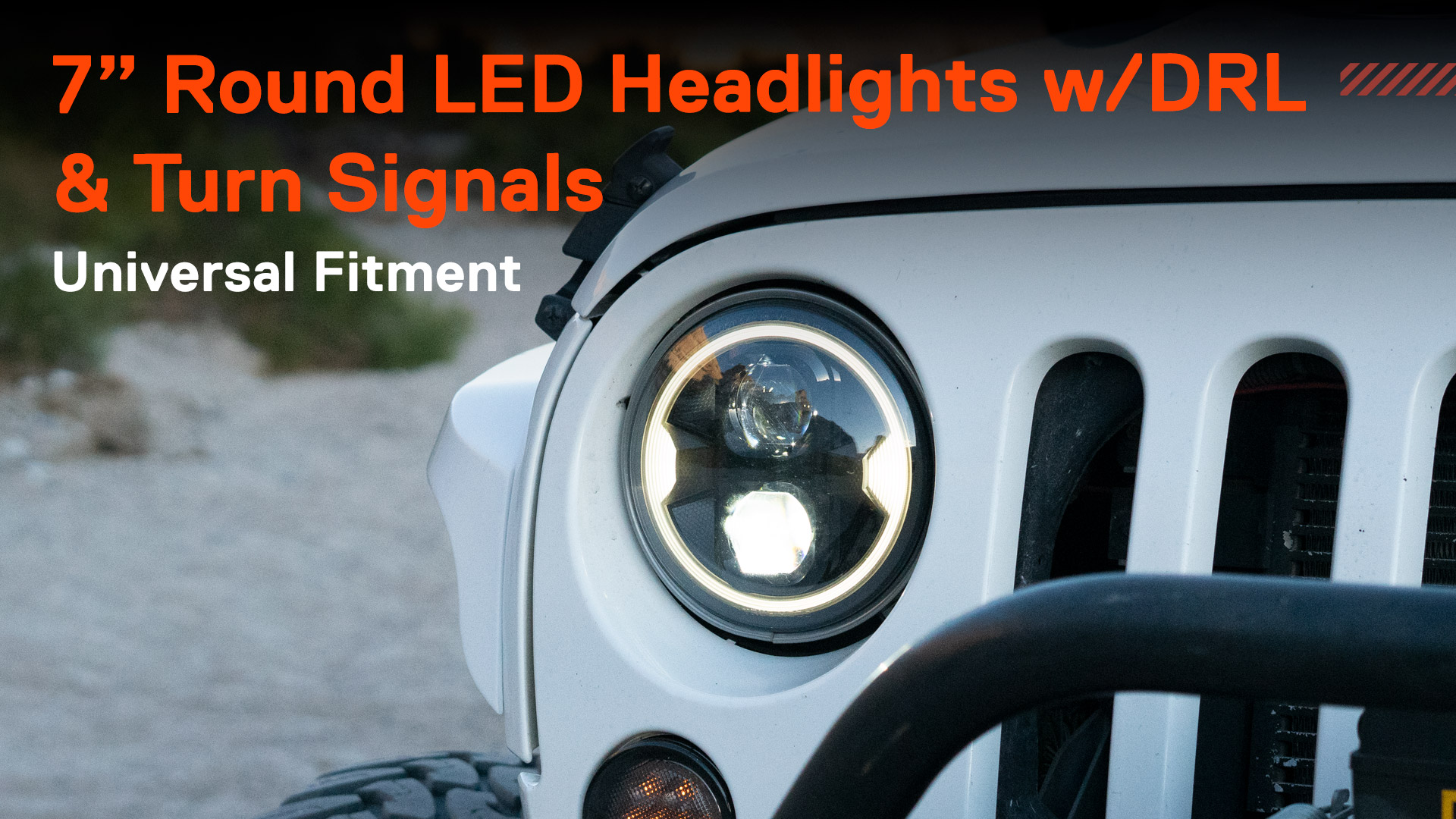 thumbnail video image 2 of TRUE MODS 7 Inch LED Headlights Round H6024 [DOT-Approved] [High Low Sealed Beam] [HALO DRL & Turn Signals] [Black] for Jeep Wrangler JK JKU TJ LJ Chevy Ford Nissan TOYOTA Hummer LAND ROVER Mazda, 2 of 9