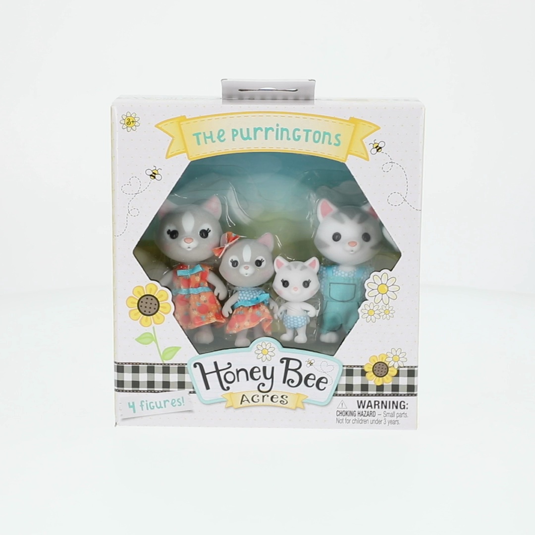 Honey Bee Acres Purringtons Cat Family Doll Figures, 4 Miniature