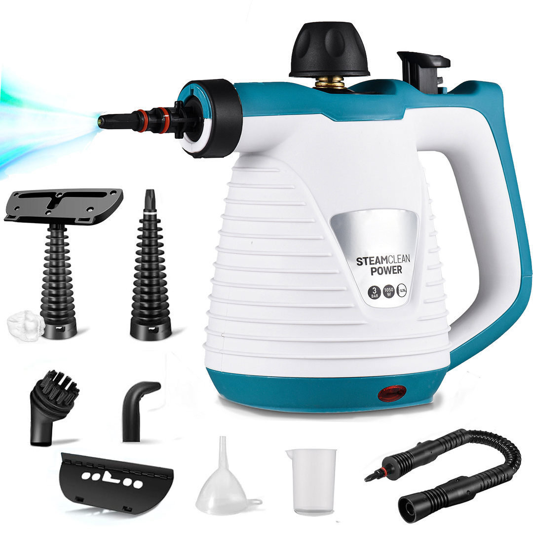 thumbnail video image 2 of Yuyongr Steam Cleaner, 1050W Handheld Steamer Cleaner for Cleaning with 9 Pcs Accessories/14 Oz Tank, Steamer for Home,Tile,Floor,Car,Blue, 2 of 12