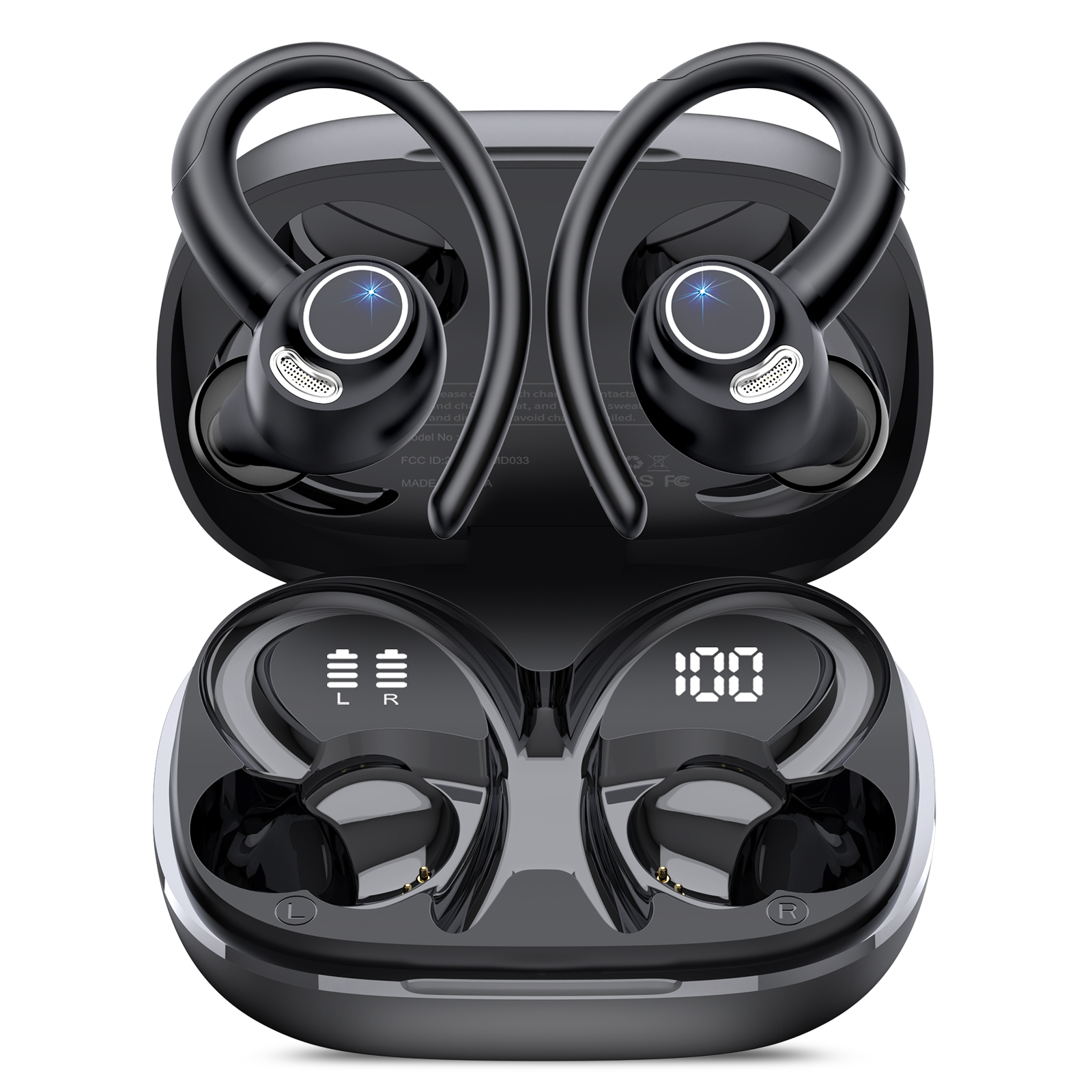thumbnail video image 2 of Wireless Earbuds, Bluetooth 5.4 Headphones Sport, over EarBuds with ENC Noise Cancelling Mic, 48H, Wireless Earphone with Earhooks, Stereo Deep Bass, IP7 Waterproof earbud for Workout Running, 2 of 8