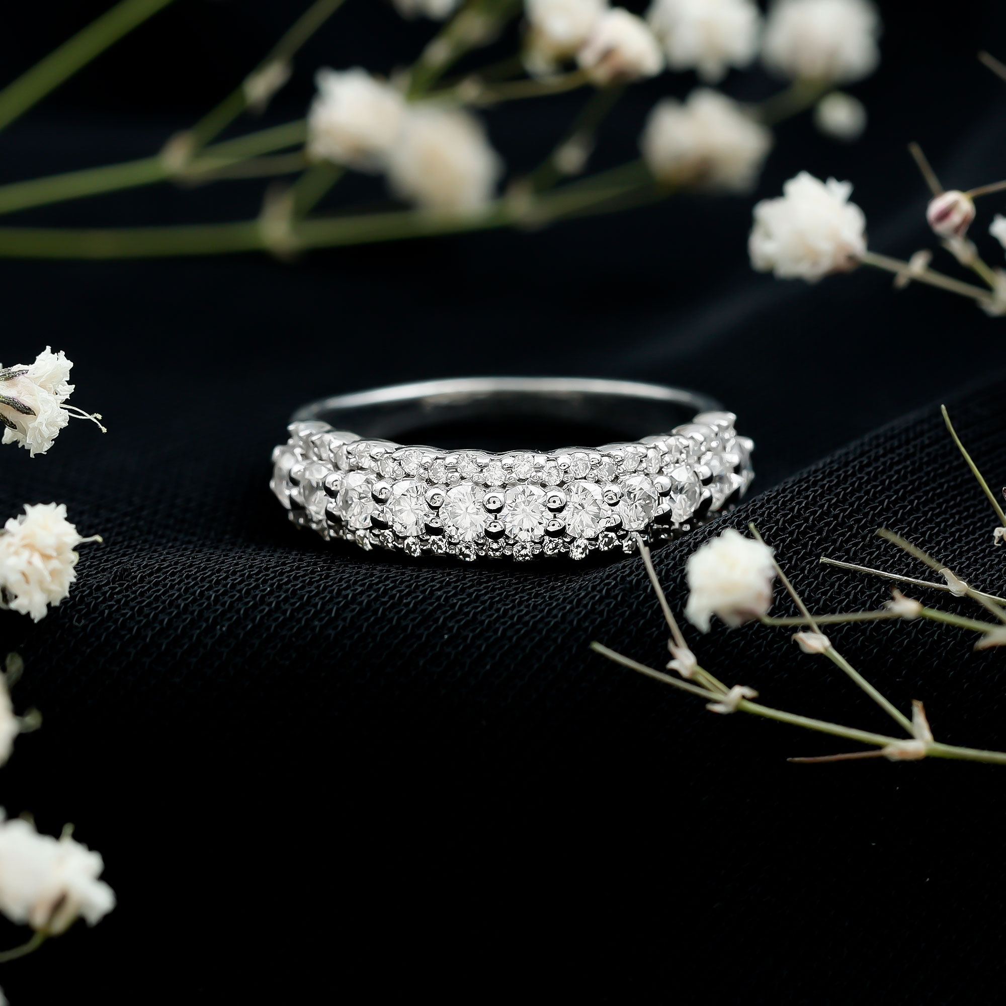 thumbnail video image 2 of Rosec Jewels Lab Grown Diamond Wedding Ring - Half Eternity Band Ring Wide - EF-VS Grade (Ready to Gift), 18K Yellow Gold, US 5.00, 2 of 9