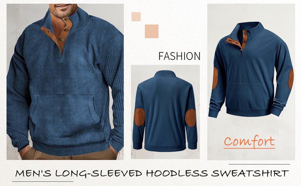 thumbnail video image 2 of SNOWSONG Quarter Zip Pullover Men, Golf Pullover Men's Long Sleeve Corduroy Hoodless Sweatshirt Top with Pocket, Sweatshirts for Men Mens Pullover Black 3XL, 2 of 4