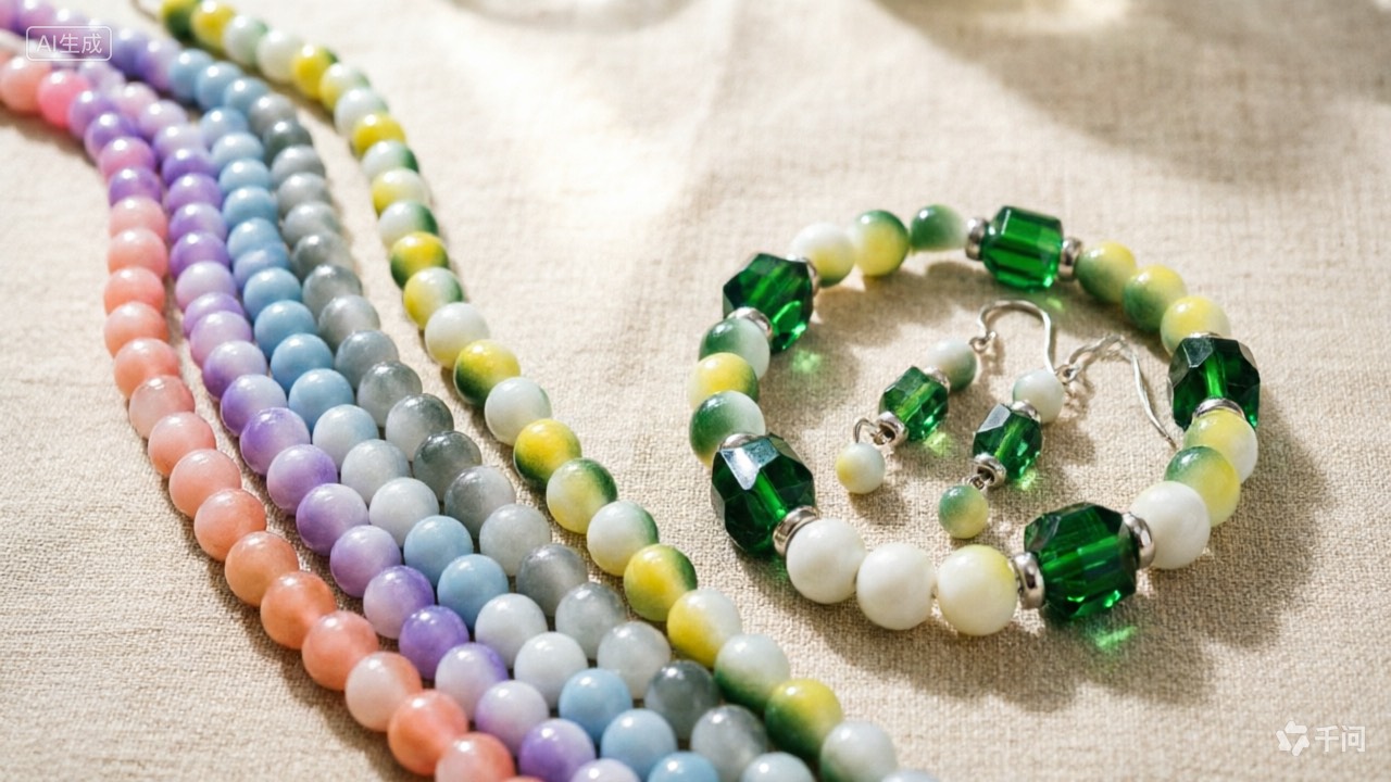 thumbnail video image 2 of Glass Beads Bulk for Bracelet Making, Round 2 Tone Imitation Jade Beads, Craft DIY Jewelry Supplies, Birthday Gift for Beader, 8mm, 600 pcs, 2 of 11